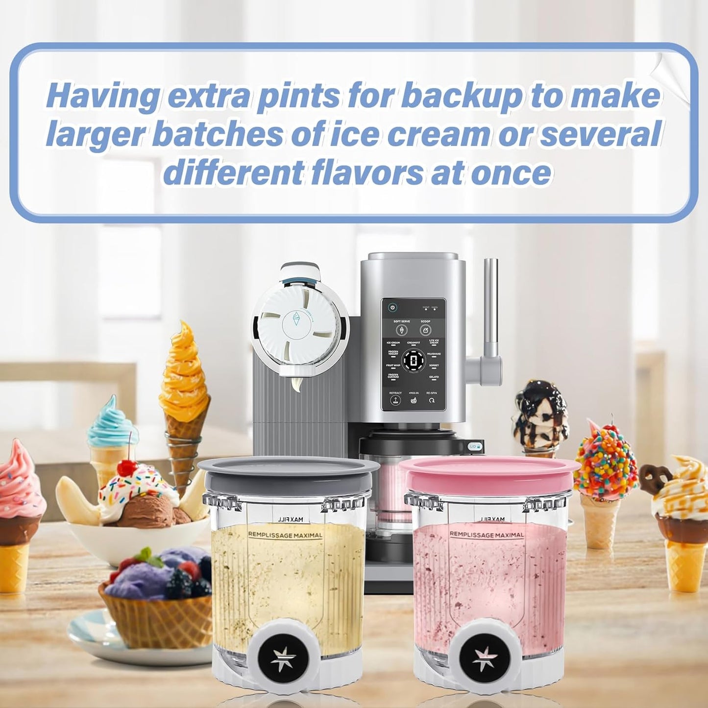 NANOBABY Pints and Lids Replacement Compatible with Ninja Swirl by Creami NC700 Series Ice Cream Makers, 16oz Cup Containers Replacement for Creami Swirl NC701 NC701Q CN701CO, 4-Pack, BPA Free, Clear