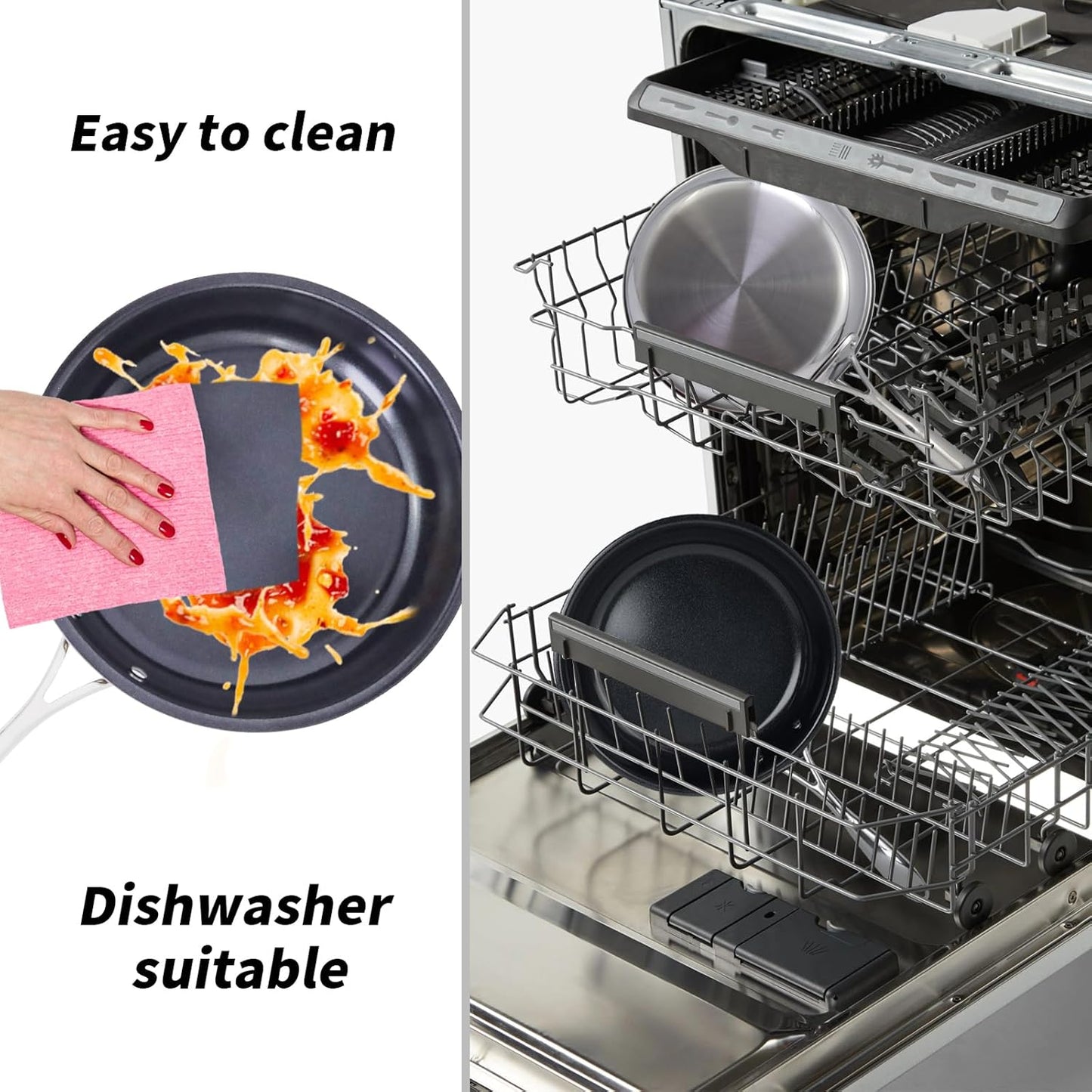 10" Nonstick Ceramic Frying Pan with Lid - PFOA & PTFE-Free, Oven & Broiler-Safe - Thick 2.5mm Four-Layer Construction, Anti-Scalding Handle for All Stovetops (Induction/Gas etc)