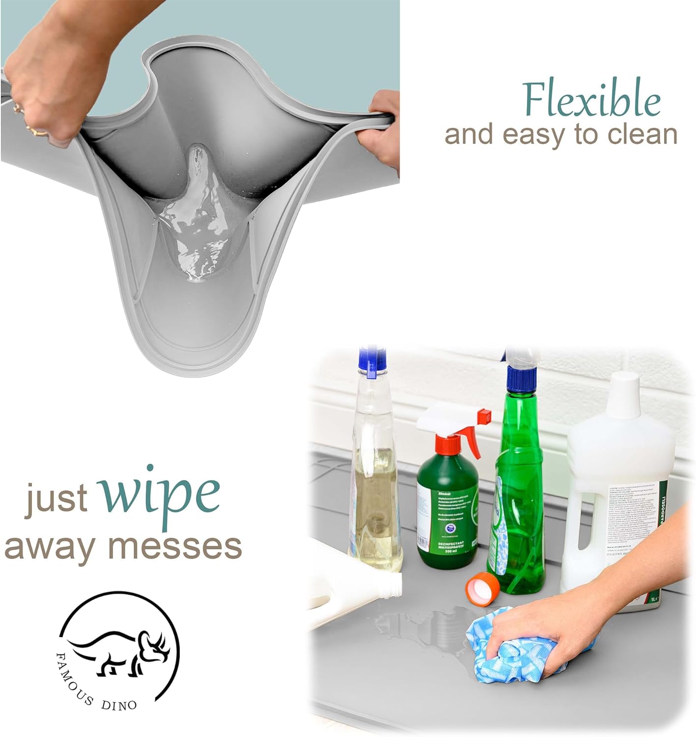 The Original Under Sink Mat - Adjustable Silicone mat, Waterproof Under The Sink Bathroom Vanity Mat, Under sink mats for kitchen waterproof - 28" x 19" or smaller