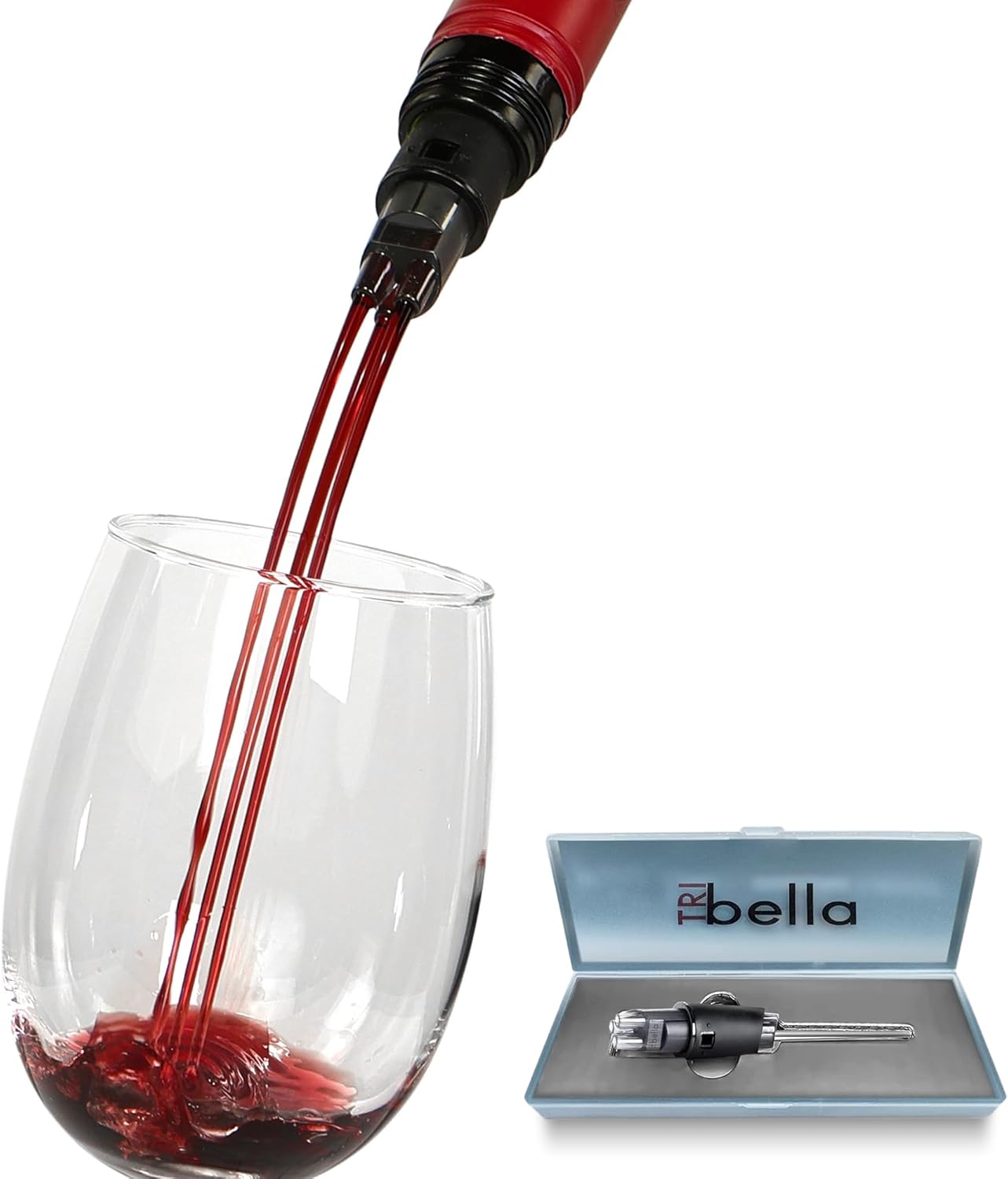 Air Speed Wine Aerator Modest Design Multi-Stream Drip Free Wine Aeration 3 Stainless Steel Spouts, Handmade Kitchen Essential Easy To Use, No-Drip valentines day gift for her in Protective Gift Case