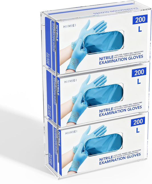 HIIMIEI Glove Holder for Wall Mount: Magnetic Gloves Box Holder, Acrylic Disposable Rubber Latex Glove Dispenser