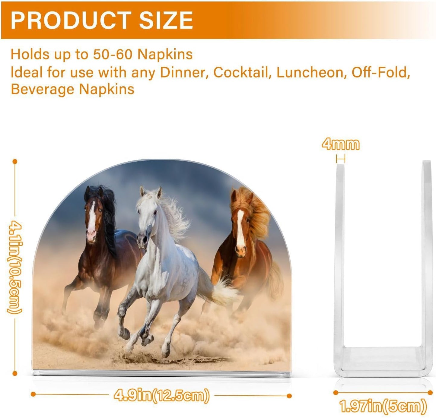 Horses Napkin Holder for Table Paper Napkins Holder Acrylic Tissue Dispenser Kitchen Dining Room Bathroom Party Car Deco