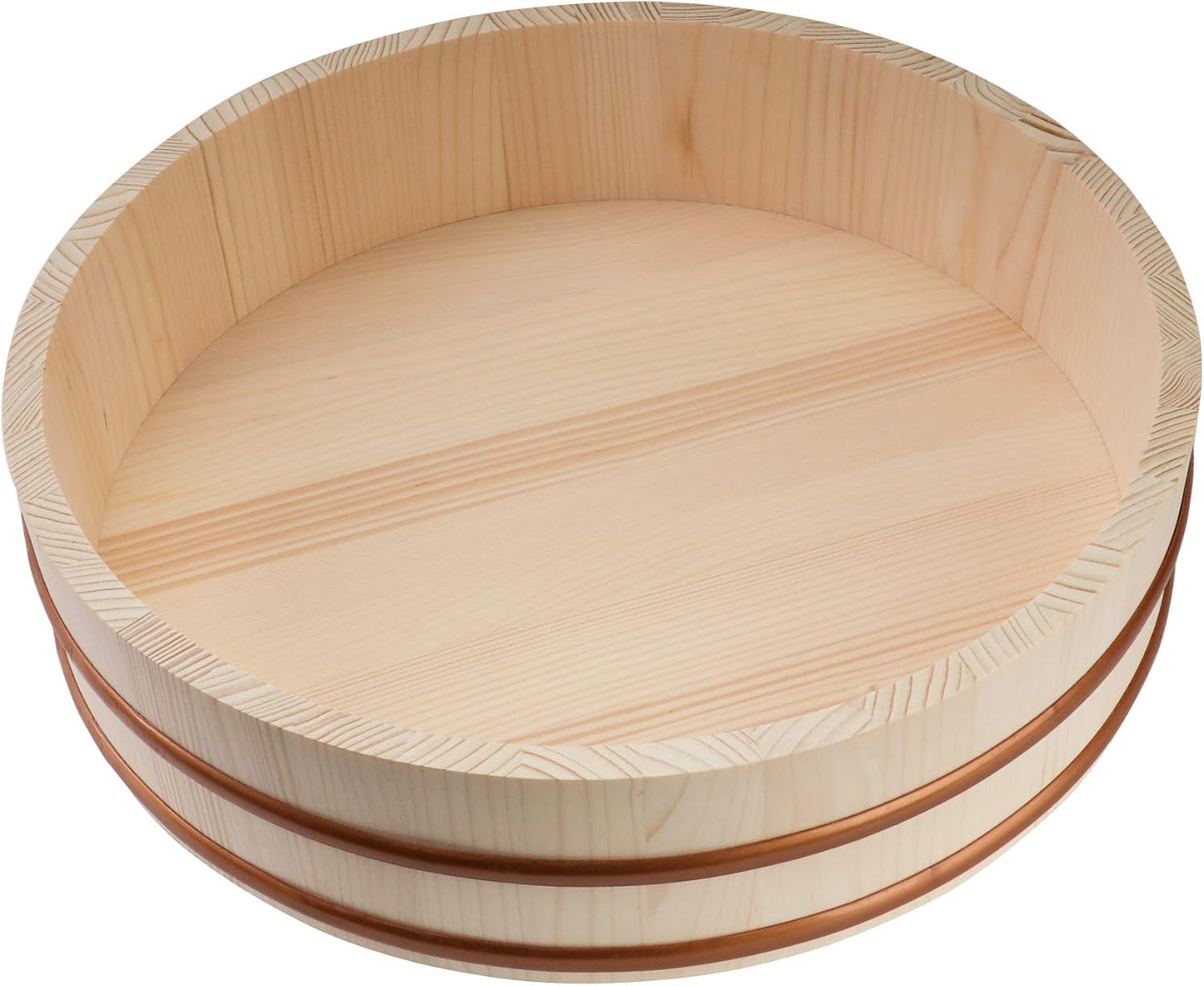 Kichgather Wooden Sushi Rice Bowl with Lid Hangiri Sushi Oke Sushi Rice Mixing Tub (13 “ with lid)