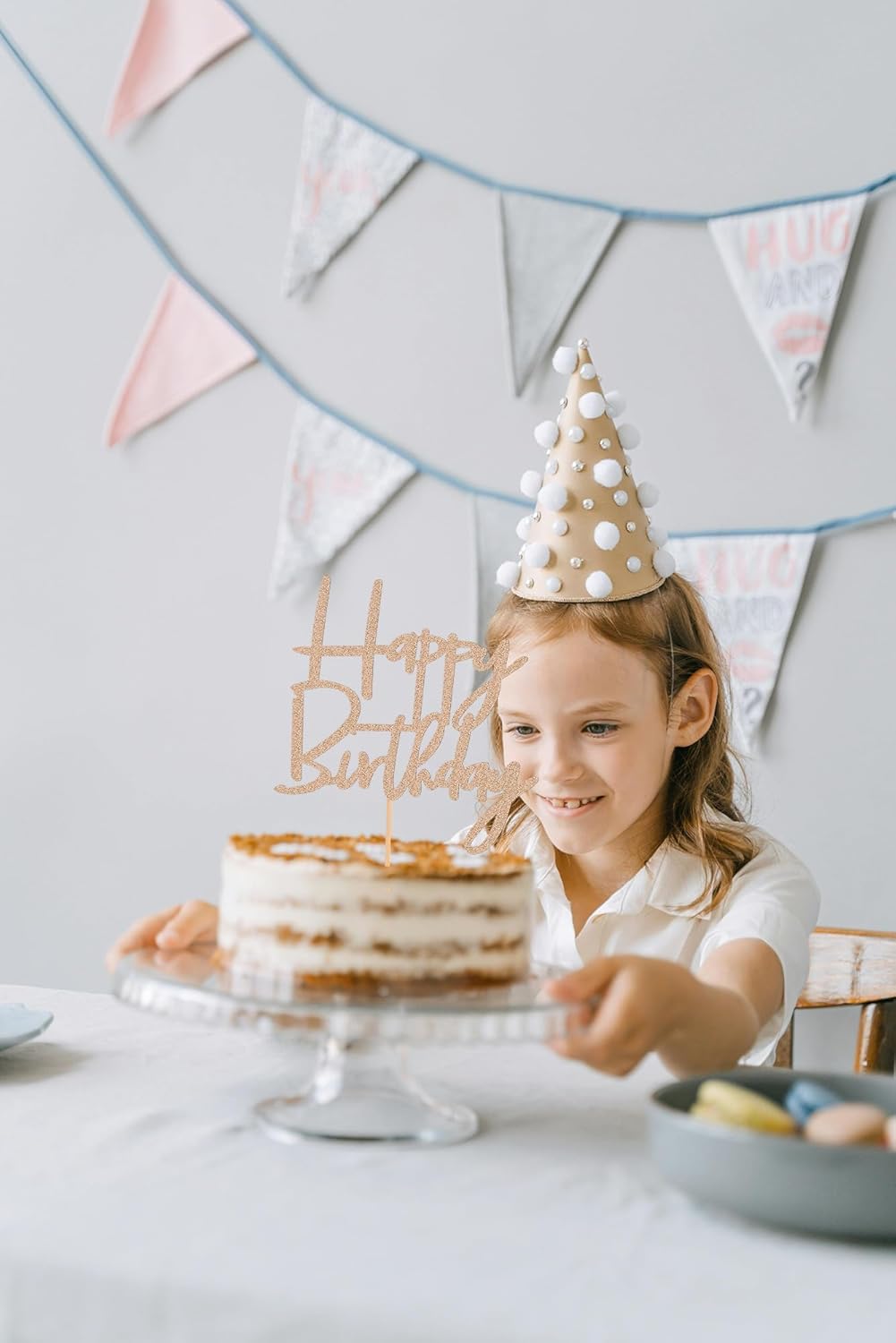 Happy Birthday Cake Topper - Glitter Rose Gold Birthday Cake Top Decorations (Rose Gold)