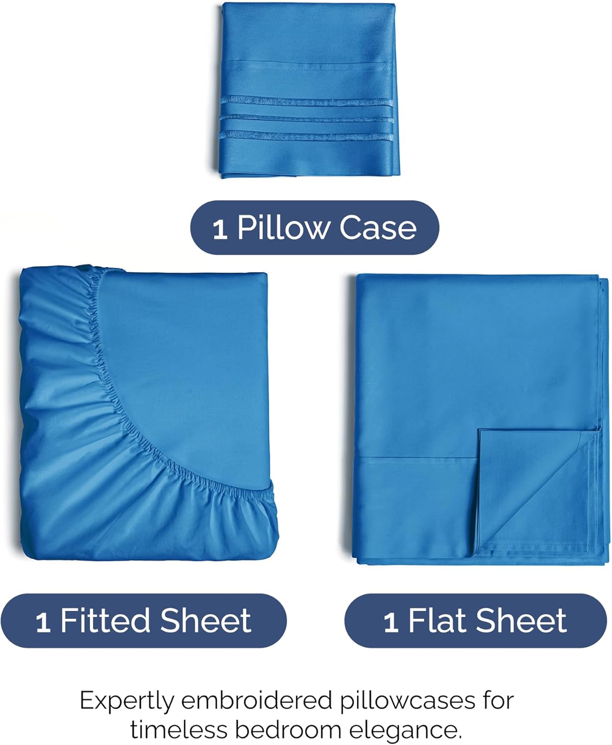 Twin XL Size 3 Piece Sheet Set - Comfy Breathable & Cooling Bed Sheets Set - Hotel Luxury Bedding for Women, Men, Kids, Teens, Boys & Girls - Deep Pockets, Soft, Wrinkle Free - Oeko-Tex - Royal Blue