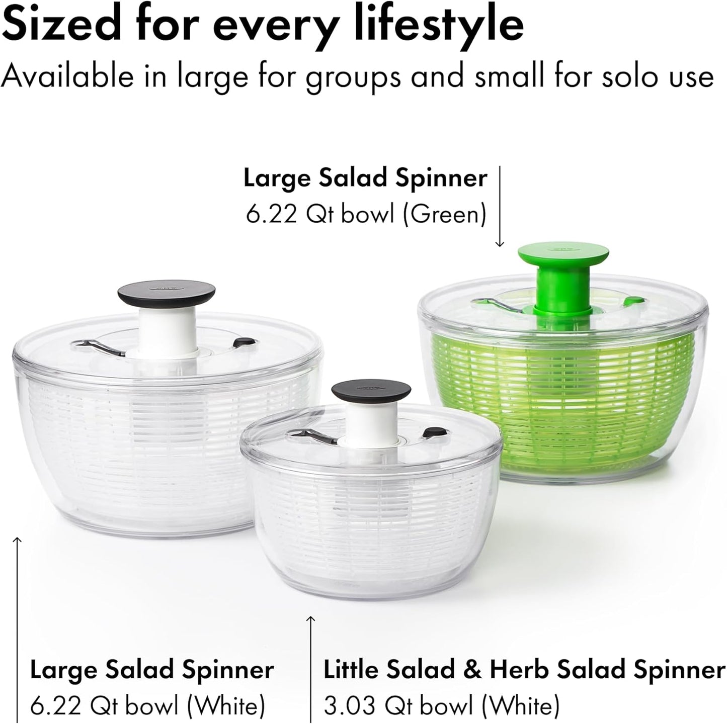 OXO Good Grips Little Salad & Herb Salad Spinner, Fruit Washer and Lettuce Spinner