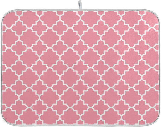 senya Super Absorbent Dish Drying Mat, Microfiber Fast-Drying Dish Mat, 24' x 18', Kitchen Dish Drying Pad, Pink Moroccan, 18x24in, (g295080414p523c558s1114)