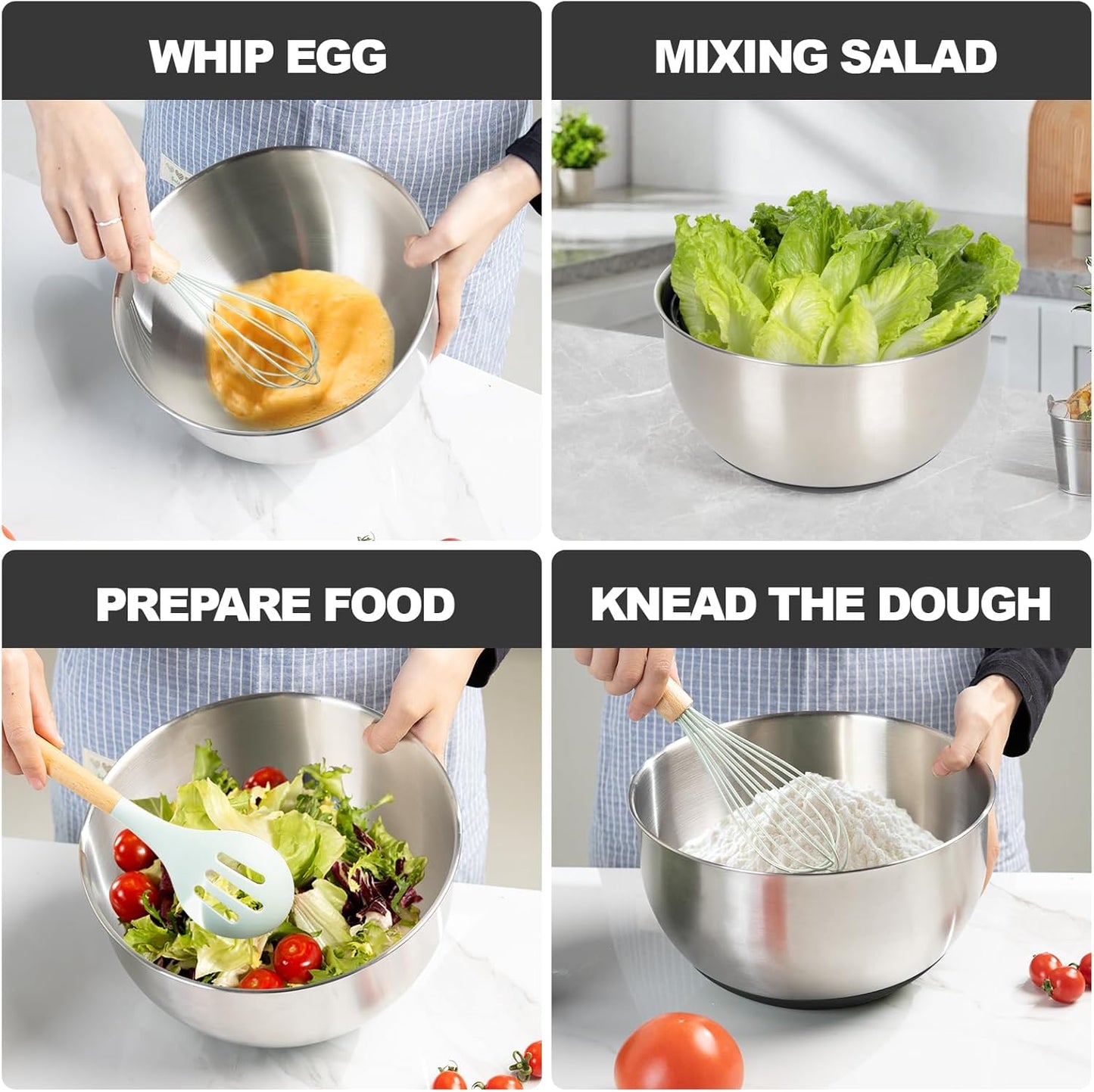 supernal 5.3Qt Salad Spinner Lettuce Spinner with Stop Button Vegetable Dryer Fruit Washer Chopper Bowl Non-Slip Base Dishwasher Safe Fruit Washing Bowl with Strainer Clear Lid & Drainage Hole Black