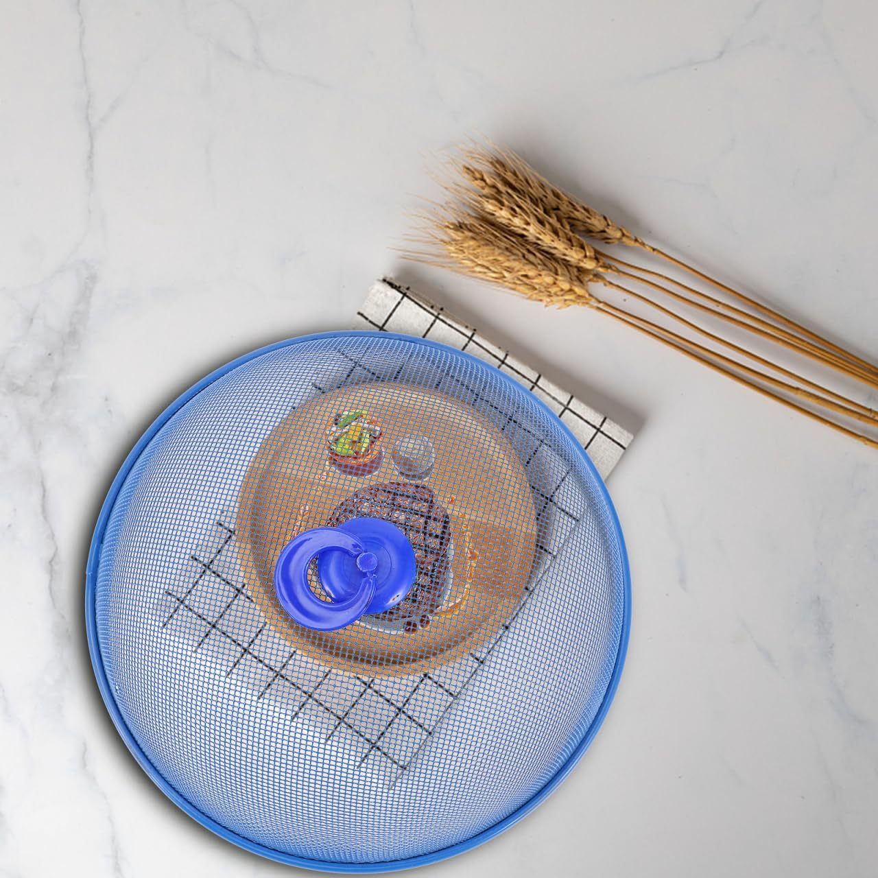 3Pcs Metal Mesh Screen Food Cover Tent Umbrella 11 inch Outdoor Picnic Food Covers Mesh Round Food Tent, Reusable Food Cover Net Keep Out, 28cm (Green Blue Red)