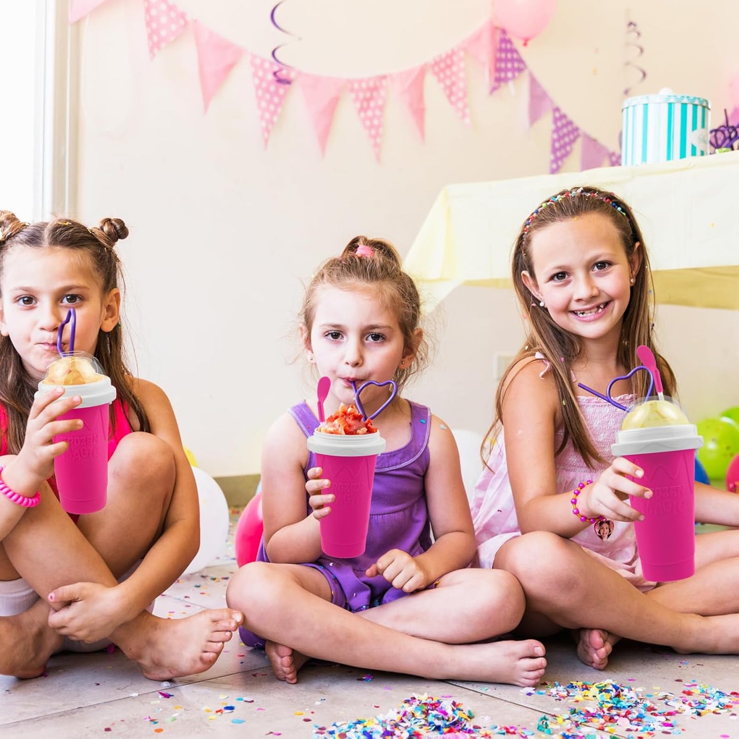 2PCS Slushie Maker Cup,DIY Magic Quick Frozen Smoothies Cups for Homemade Milk Shake Ice Cream Maker, Cooling Cups, Double Layer Squeeze Slushy Maker Cup,Birthday Funny Gifts for Friends &Family