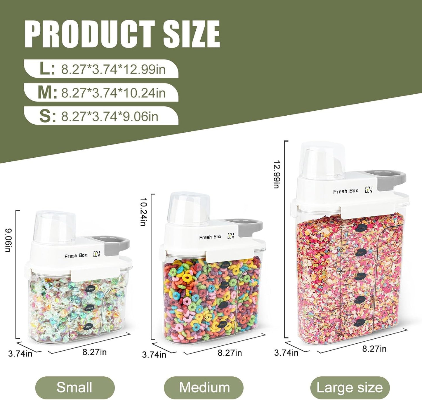 Cereal Storage Container 2Pack,85oz/2.5L Airtight Food Storage Containers With Lids,Organizers Storage With Measuring Cup for Beans,Sugar,Rice,Nuts,Snacks,Dog Cat Pet Food,Candy