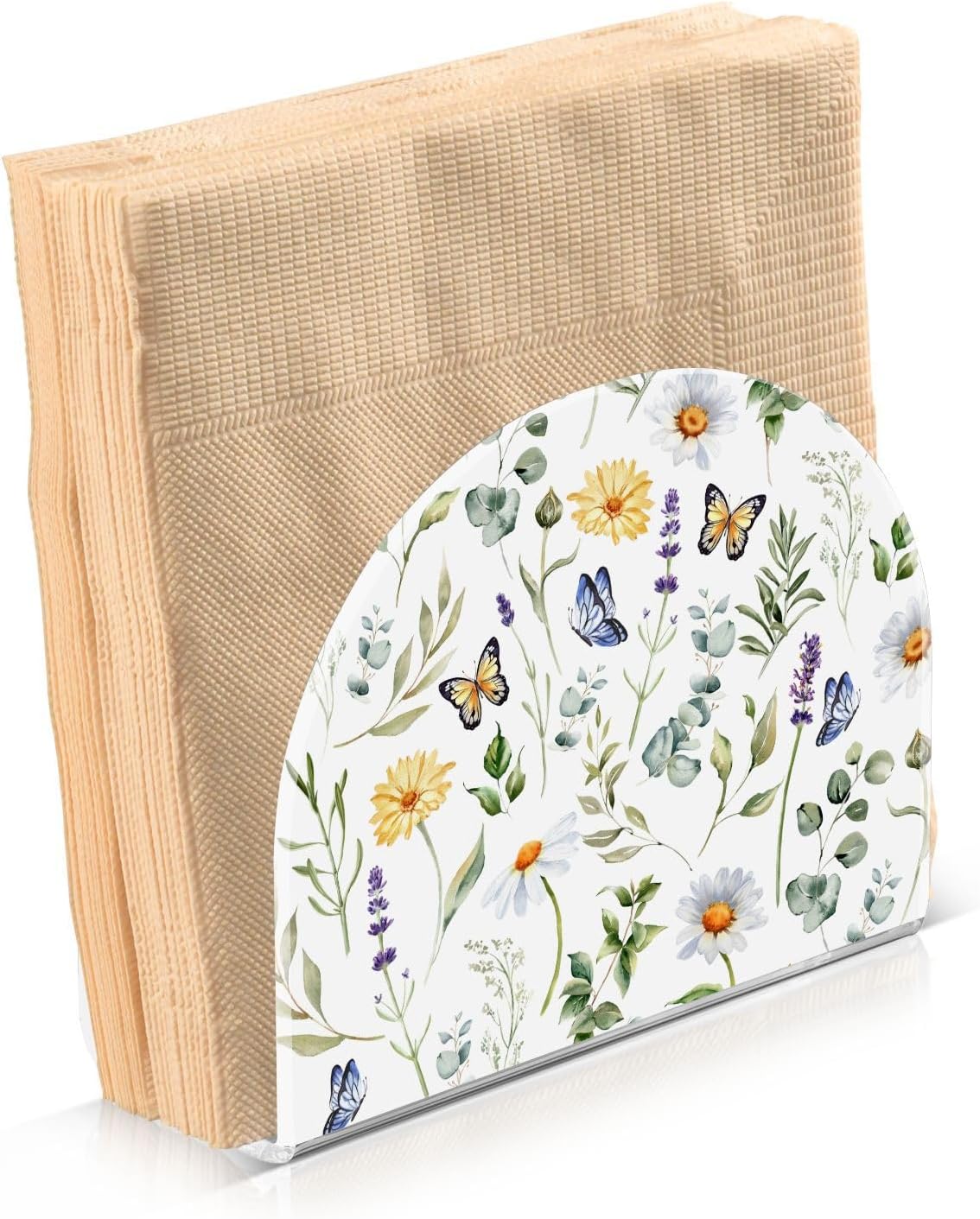 Wildflowers Butterflies Napkin Holder for Table Paper Napkins Holder Acrylic Tissue Dispenser Kitchen Dining Room Bathroom Party Car Decor