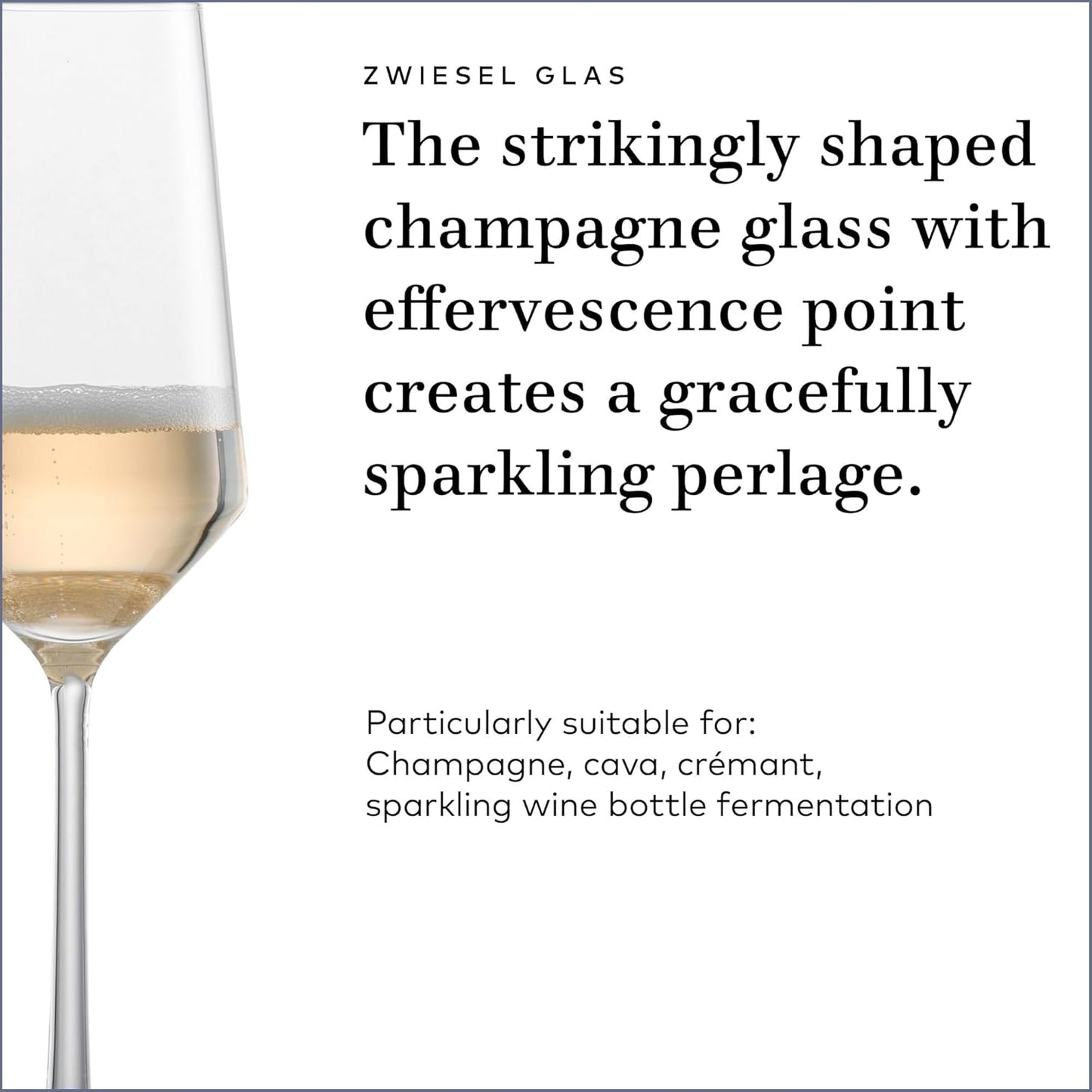ZWIESEL GLAS Pure Champagne Glass (Set of 4), Champagne Flutes with Effervescent Point, Dishwasher-Safe Tritan Crystal Glasses, Made in Germany (10 Ounce)
