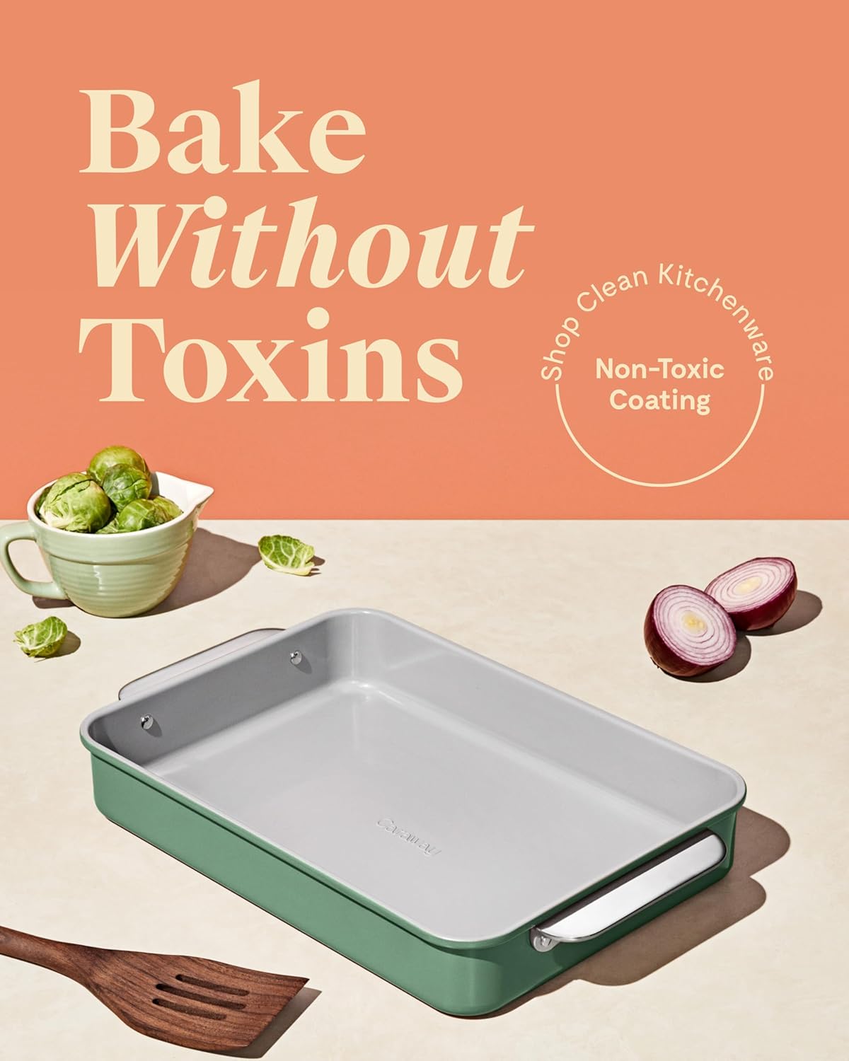 Caraway Non-Stick Ceramic 9”x13” Rectangle Pan Duo - Naturally Slick Ceramic Coating - Non-Toxic, PTFE & PFOA Free - Perfect for Brownies, Lasagnas, and More - Slate