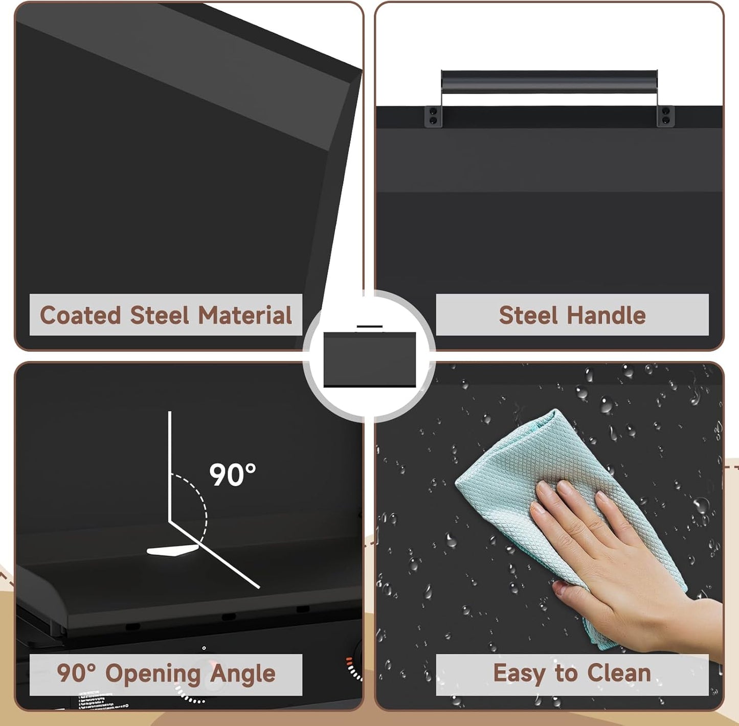 Griddle Cover 36 inch for Blackstone, Matte Texture Aluminum Grill lid for Blackstone, Powder-Coated, Suitable for 36 Griddle Grill Cover (Hinged Lid with Handle)