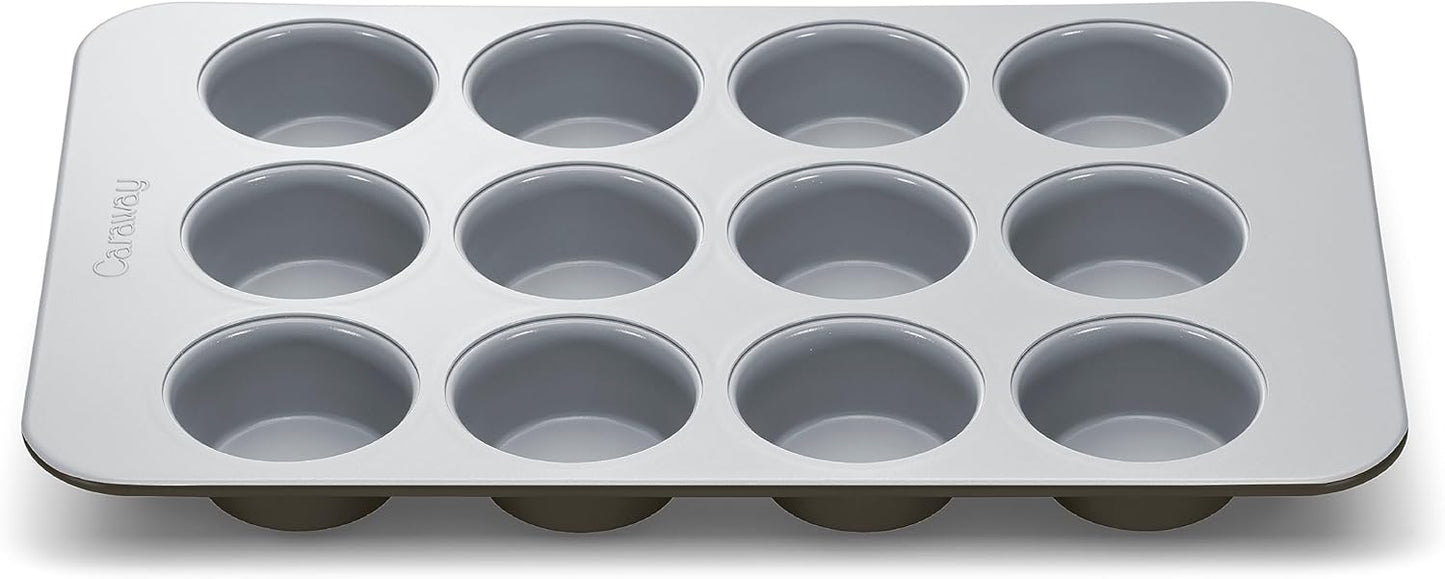 Caraway Non-Stick Ceramic 12-Cup Muffin Pan - Naturally Slick Ceramic Coating - Non-Toxic, PTFE & PFOA Free - Perfect for Cupcakes, Muffins, and More - Black