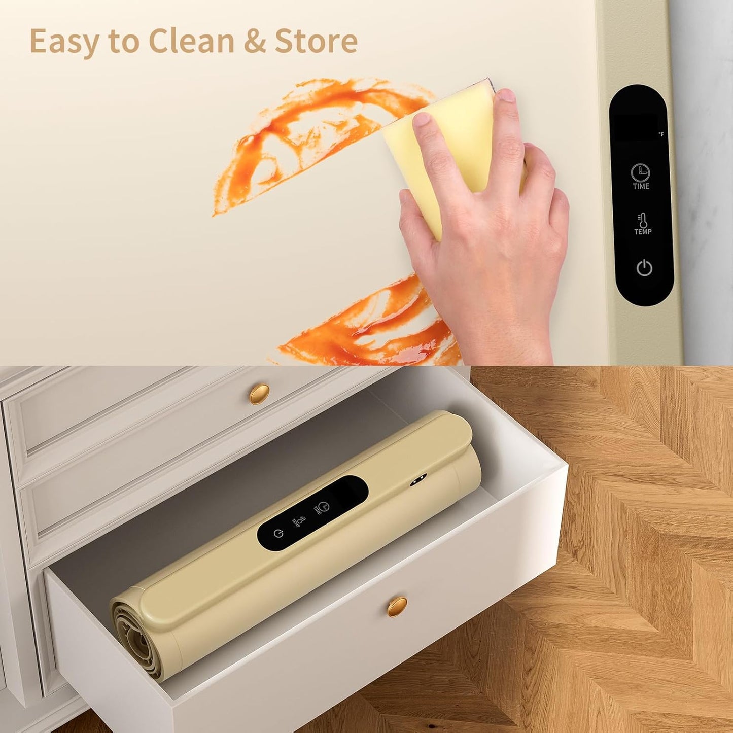 Upgrade Graphene Food Warming Mat, Fast Full Surface Heating Electric Warming Tray, Portable Rollable Food Warmer for Parties Buffet with 6 Temperature and Timer Settings, Gifts for Mom Wife