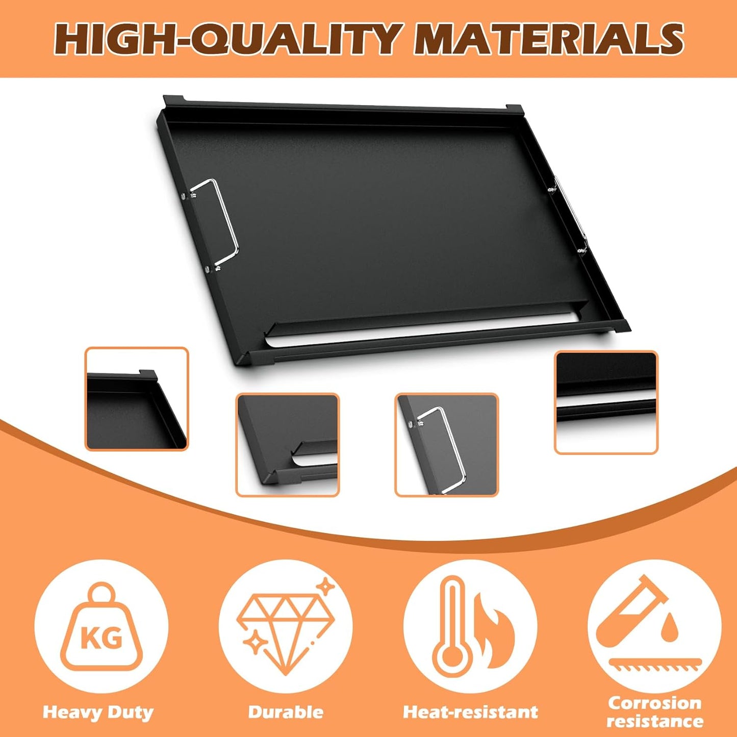 6787 Full-Size Rectangular Griddle Replacment Parts for Weber Spirit I & II 300 Series Gas Grills, Flat Top Griddle Insert with Handles for Weber Spirit E-320 S-320 E-310 S-310, Non-stick Carbon Steel