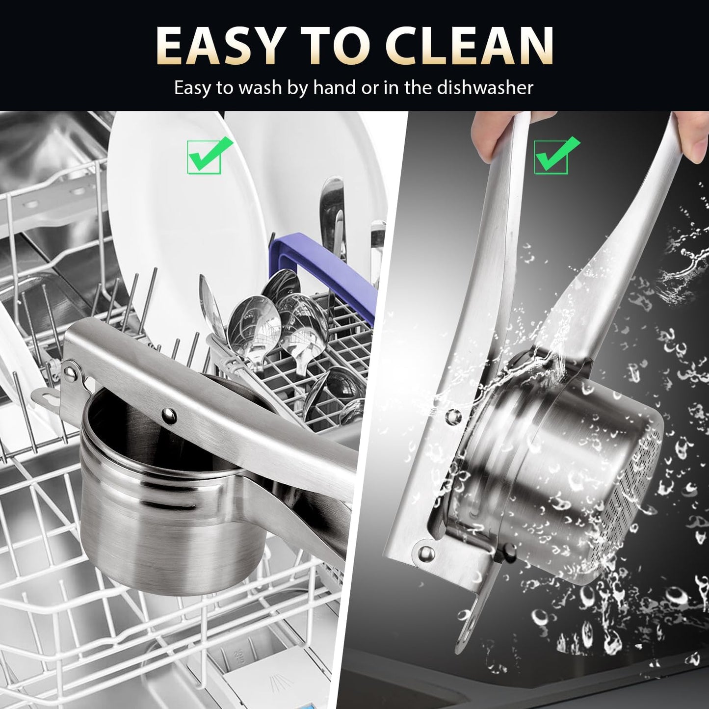 Potato Ricer, Sopito Upgraded Stainless Steel Potato Masher with 2 Interchangeable Cups Heavy Duty Kitchen Tool