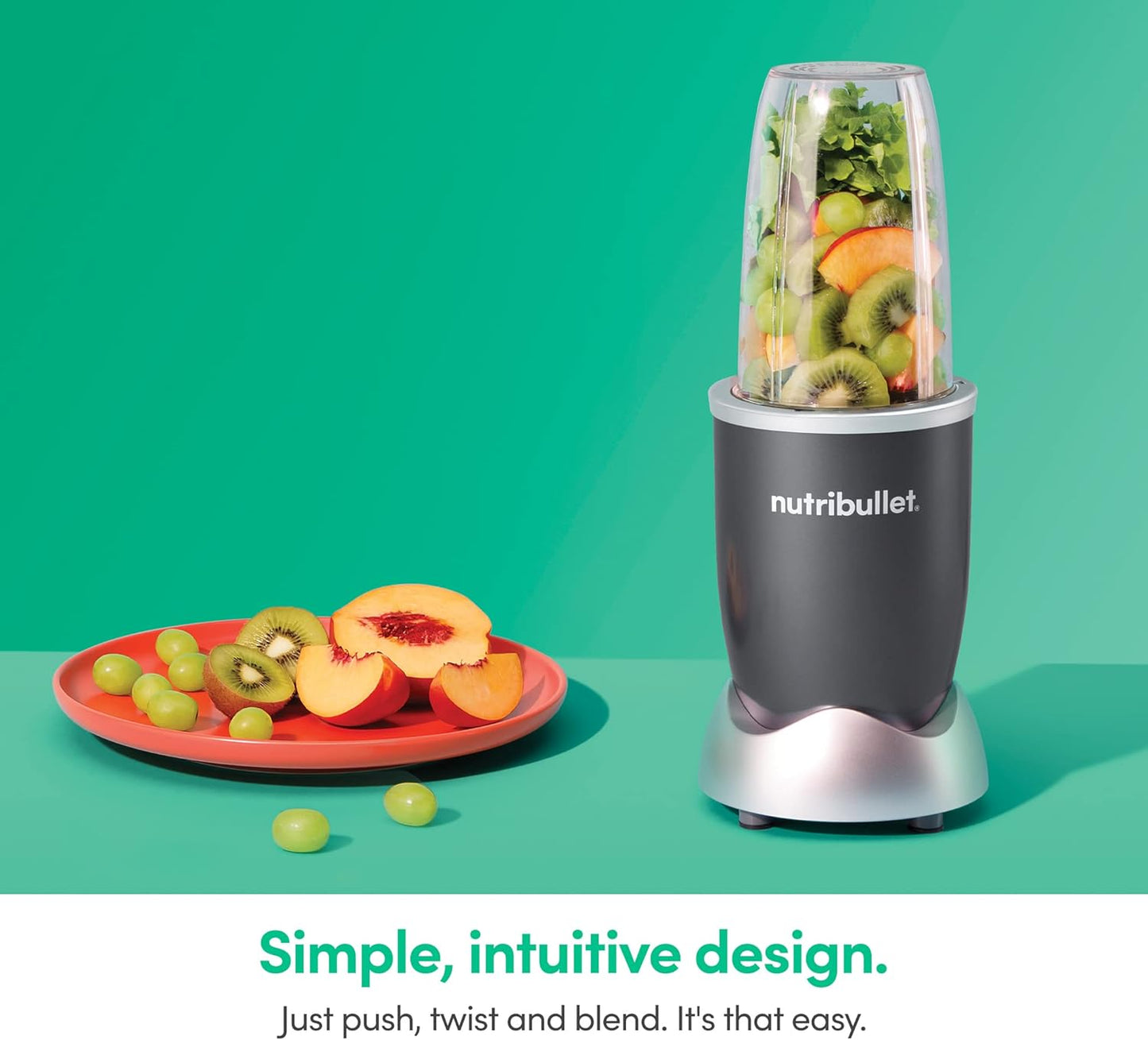 nutribullet Personal Blender for Shakes, Smoothies, Food Prep, and Frozen Blending, 24 Ounces, 600 Watt, Gray, NBR-0601WM