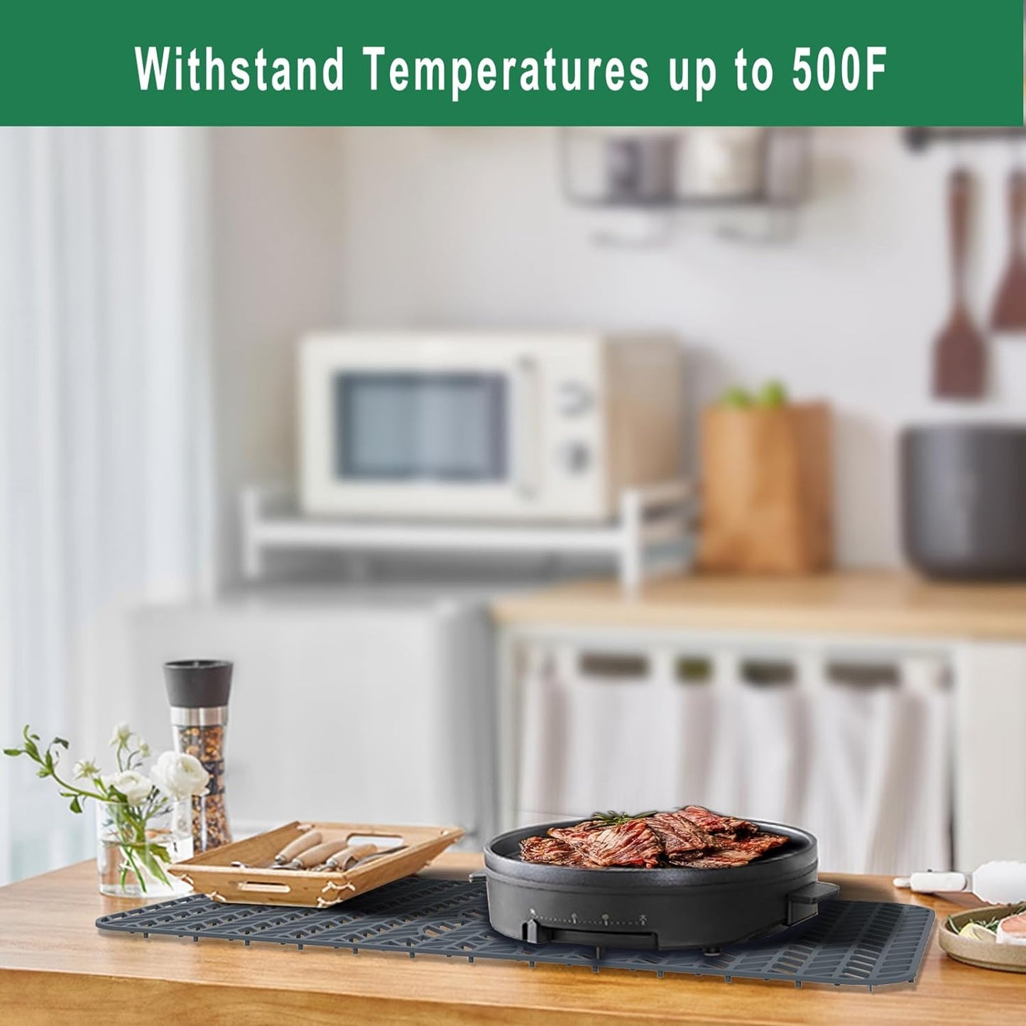 GUUKIN Sink Protectors for Kitchen Sink 19x13 & 24x12.5 & 13x11 & 26x14 & 28x14 & 29x15, Large Silicone Mats Grid for Bottom of Farmhouse Stainless Steel (24x12.5 with 3 Reserved Holes)