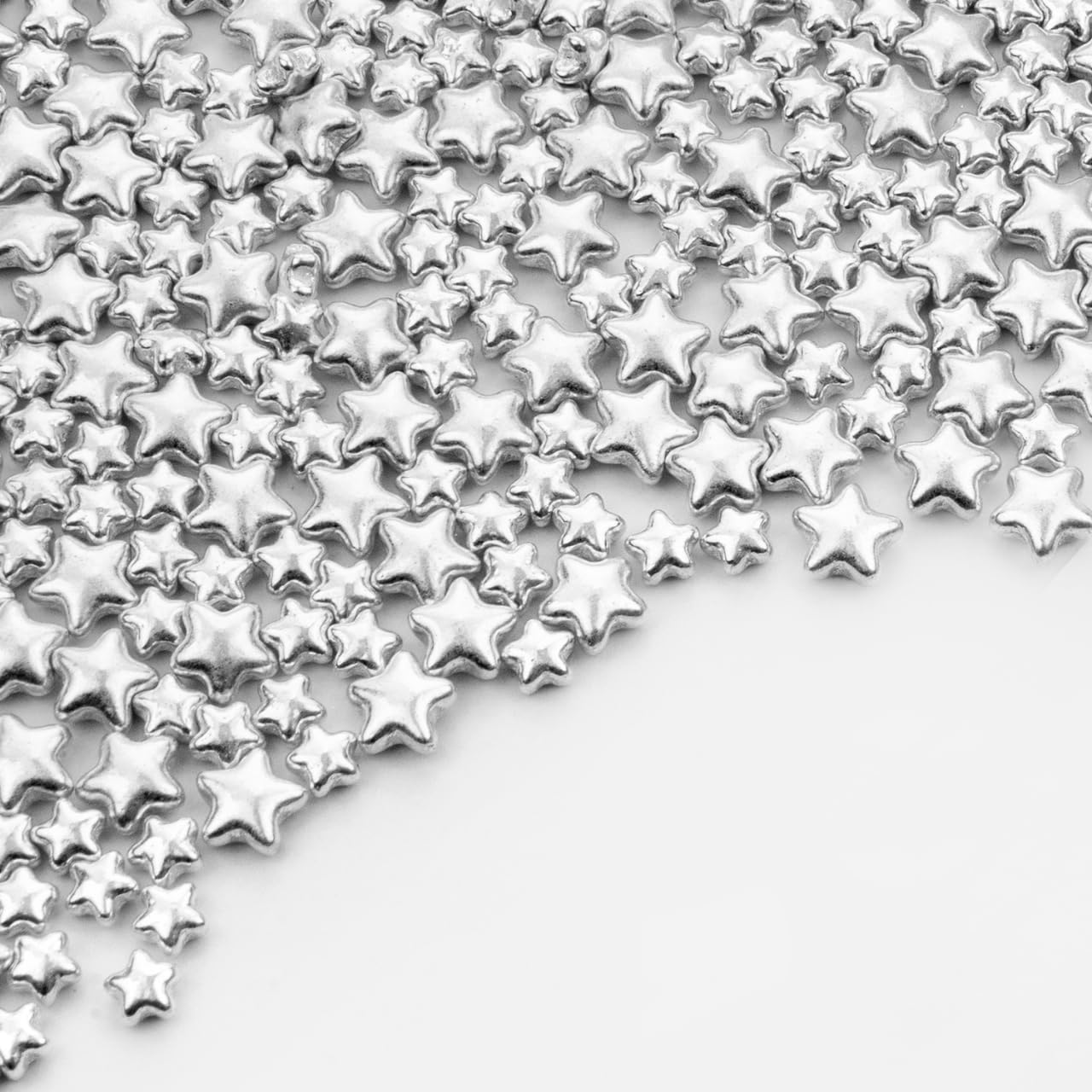 Dazzjoy Edible Silver Star Sugar Sprinkles, 4.23oz, Mix Size, Candy Star Sprinkles for Cake Decorations and Cupcake Toppers, Ice Cream, Wedding Party Valentines Easter Supplies
