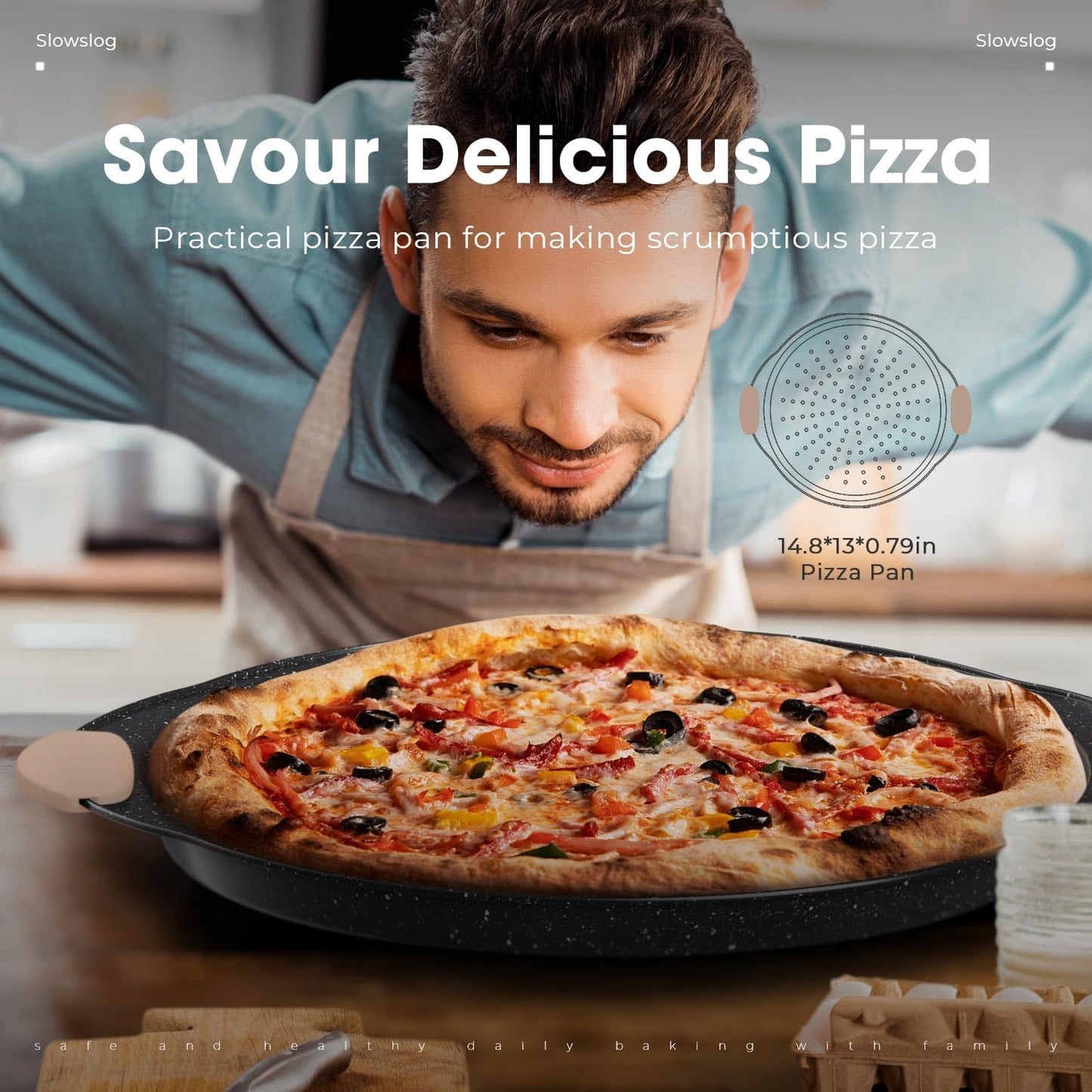 11-Piece Baking Pans Set, Nonstick Bakeware Sets, Oven Pans for Baking with Silicone Handles, Includes Cookie Sheet, Cake Pans, Loaf Pan, Pizza Pan, Muffin Pan, Khaki&Black¡­