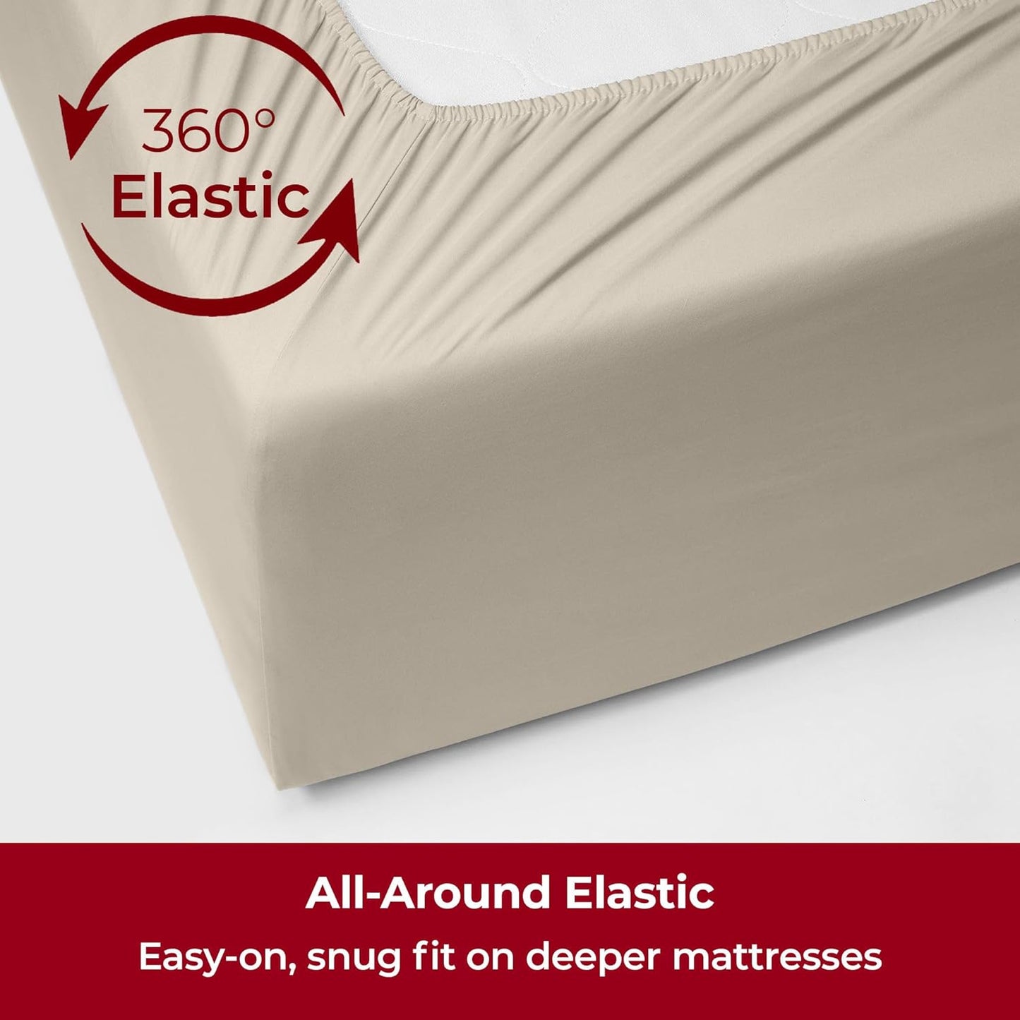 Mellanni Extra Deep Queen Sheets - 4 PC Iconic Collection Bedding - Hotel Luxury, Ultra Soft, Cooling Bed Sheets - Wrinkle, Fade, Stain Resistant (Queen, Golden Ivory)