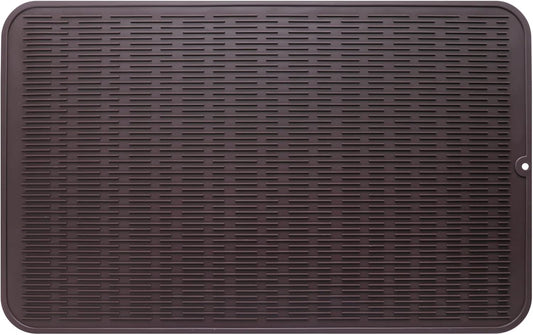 Silicone Dish Drying Mat for Multiple Usage,Easy clean,Eco-friendly,Heat-resistant Silicone Mat for Kitchen Counter or Sink,Refrigerator or Drawer Liner Coffee 3XL 28 inches x 18 inches