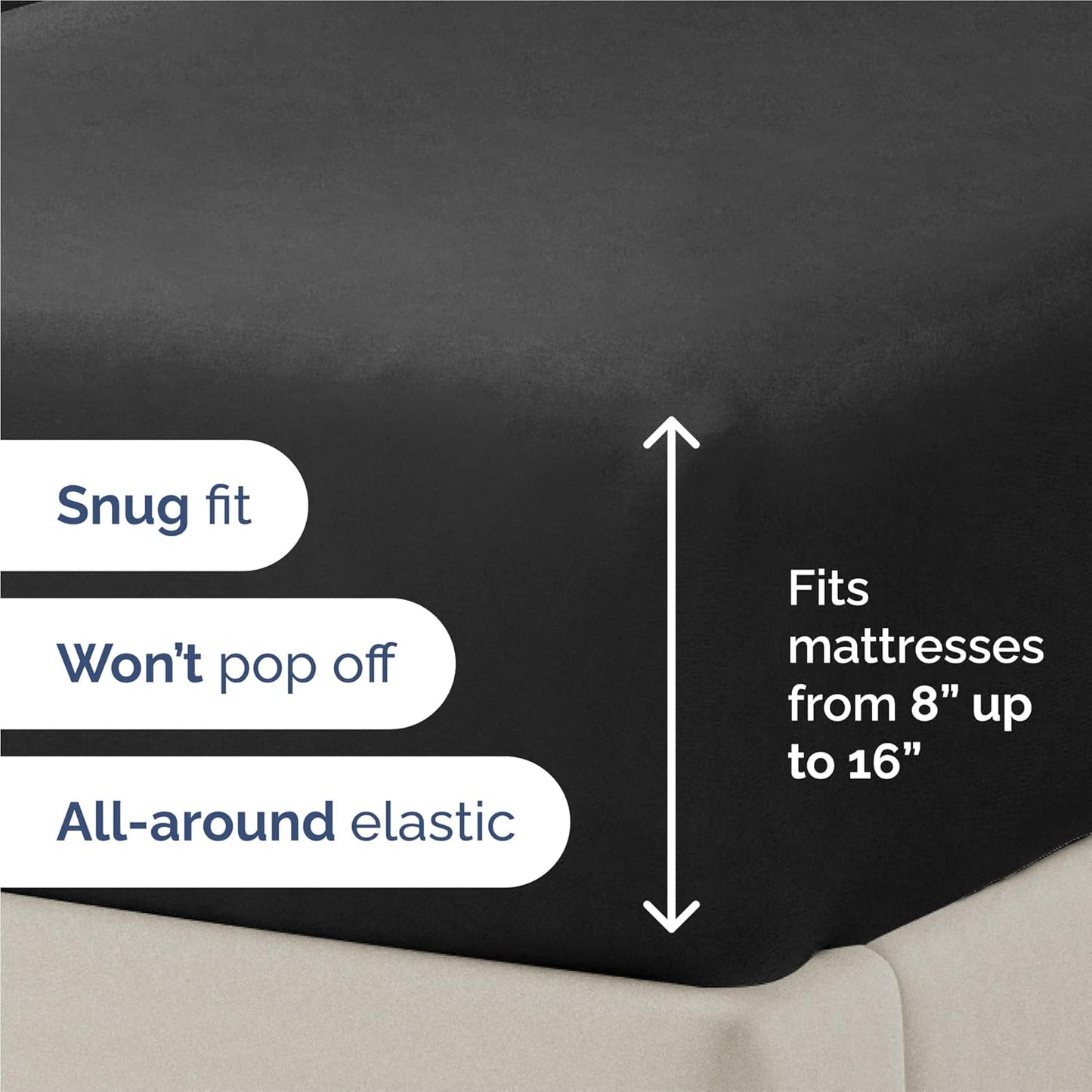 Split King Size 5 Piece Sheet Set - Comfy Breathable & Cooling Bed Sheets Set - Hotel Luxury Bedding for Women, Men, Kids, Teens, Boys & Girls - Deep Pockets, Soft and Wrinkle Free - Oeko-Tex - Black