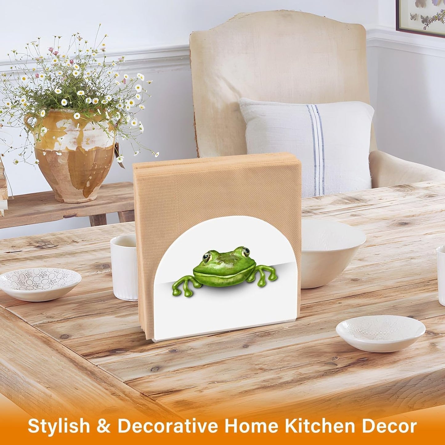 Frog Napkin Holder for Table Paper Napkins Holder Acrylic Tissue Dispenser Kitchen Dining Room Bathroom Party Car Decor