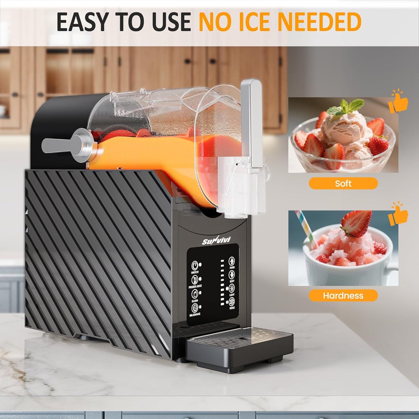 Sunvivi Slushie Machine for Home: 62oz Slushy Machine with Self-Cleaning Function, Professional Frozen Drink Maker with Frozen Juice, Slush & Milkshake, Snow Cone Machine with Hardness Control, Black