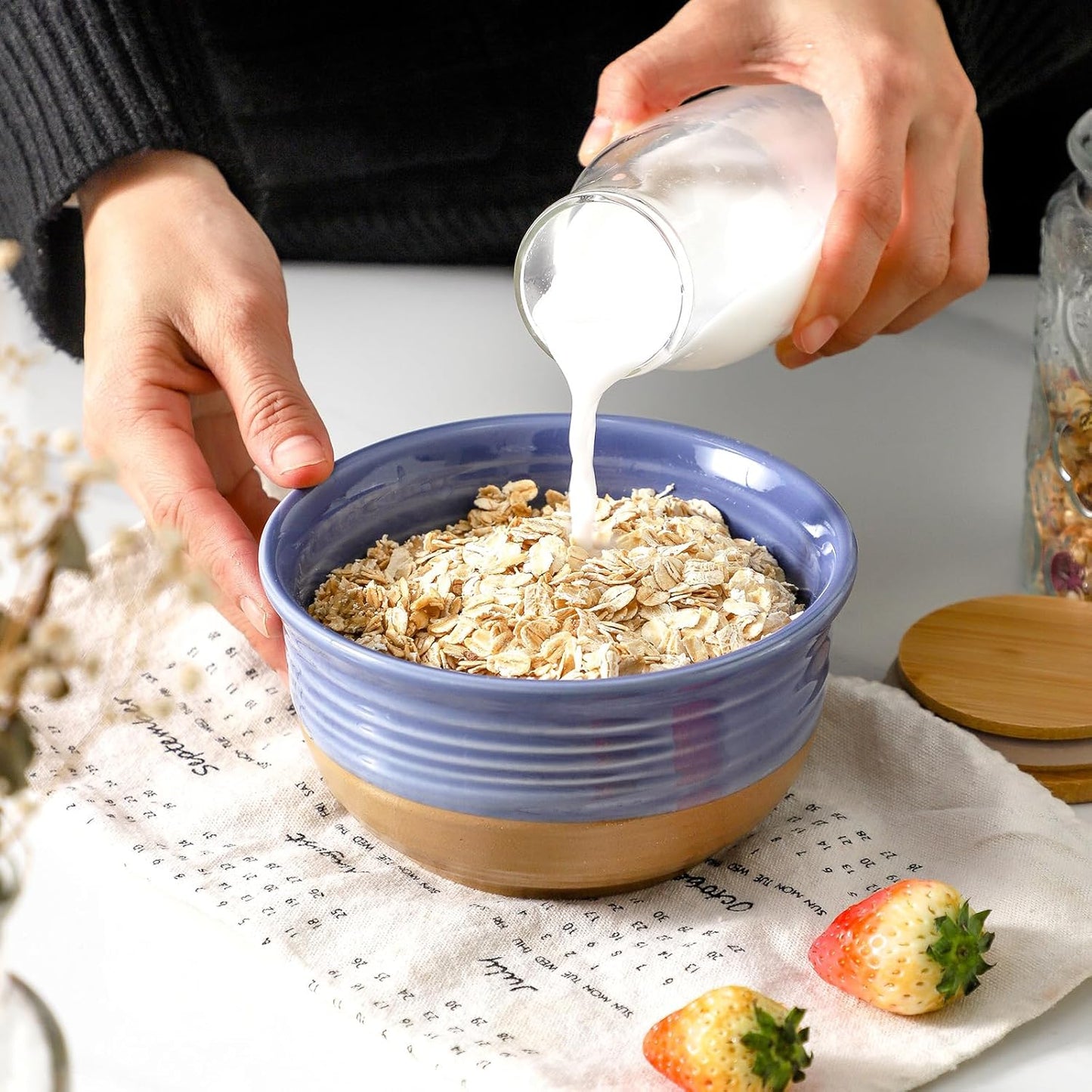 Hasense Porcelain Soup Bowls, 20 OZ Cereal Bowls Set of 6, Small Bowls for Kitchen, Great for Cereal, Snack, Rice, Soup, Ice Cream, Dessert, Dishwasher and Microwave Safe, Purple