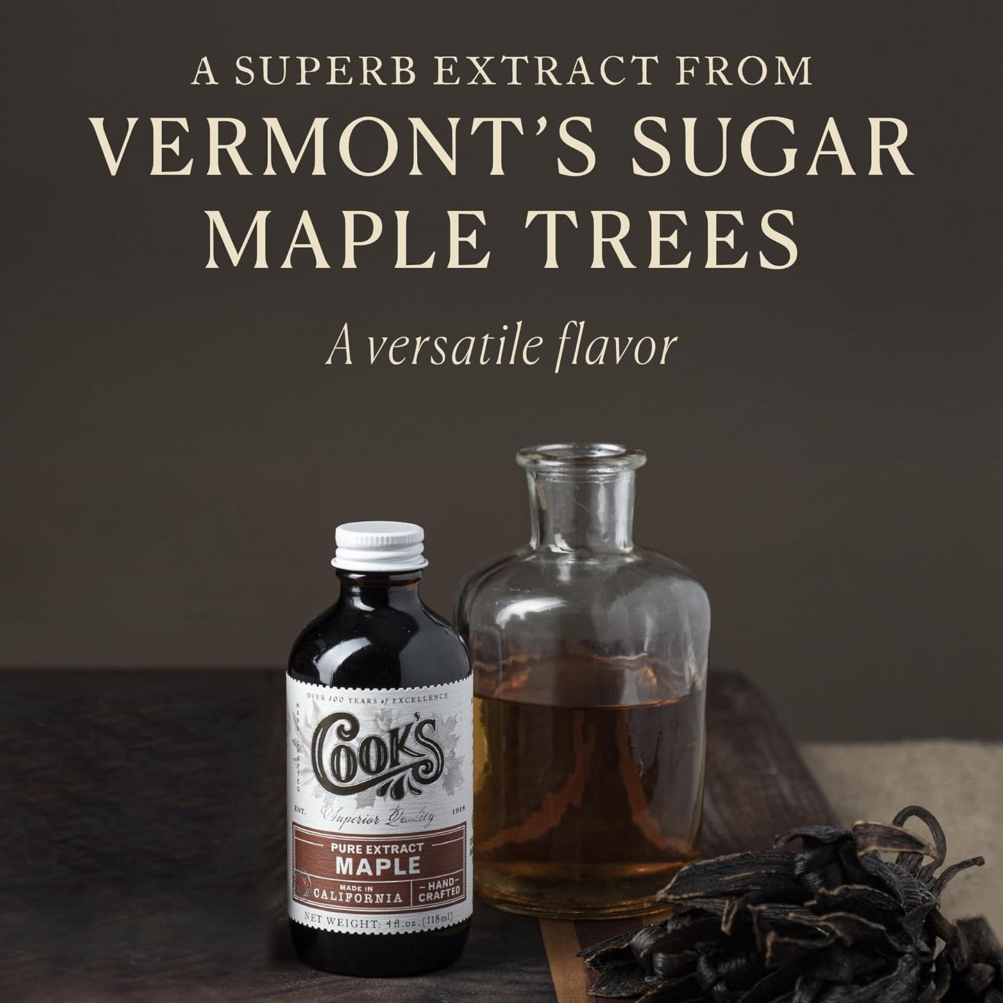 Cook's, Pure Maple Extract, All Natural Premium Maple Sap from Vermont's Finest Maple Trees, 128 oz (1 Gallon)