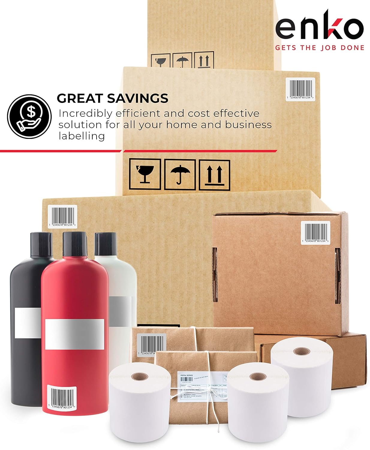 enKo (36 Rolls, 16,200 Labels) 4 x 6 Direct Thermal Address & Shipping Labels Compatible for Zebra 2844 ZP-450 ZP-500 ZP-505, Rollo, Eltron, Neatoscan