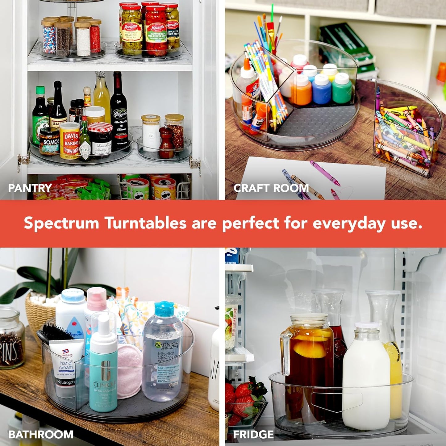 Spectrum Lazy Susan Organizer, Hexa Extra Large 12.25" - Lazy Susan Turntable for Cabinet, Refrigerator, Pantry, Table & Shelf - Rotating & Spinning Pantry Organization - Spice Rack Storage for Fridge