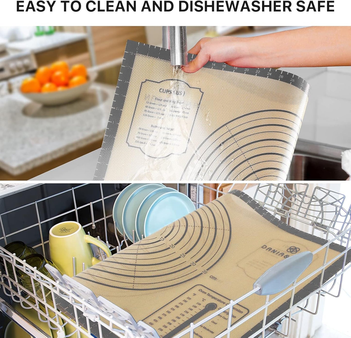 Silicone Pastry Mat, 36" x 24" Extra Large Non Stick Baking Mat with Measurement Non-slip Silicone Dough Rolling Mat for Making Cookies, Oven Liner, Fondant/Pie Crust Mat