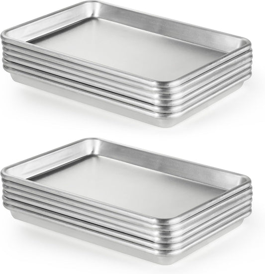 CURTA 12 Pack Aluminum Sheet Pan, NSF Listed Half Size 13 x 9 inch Commercial Bakery Cake Bun Pan, Baking Tray