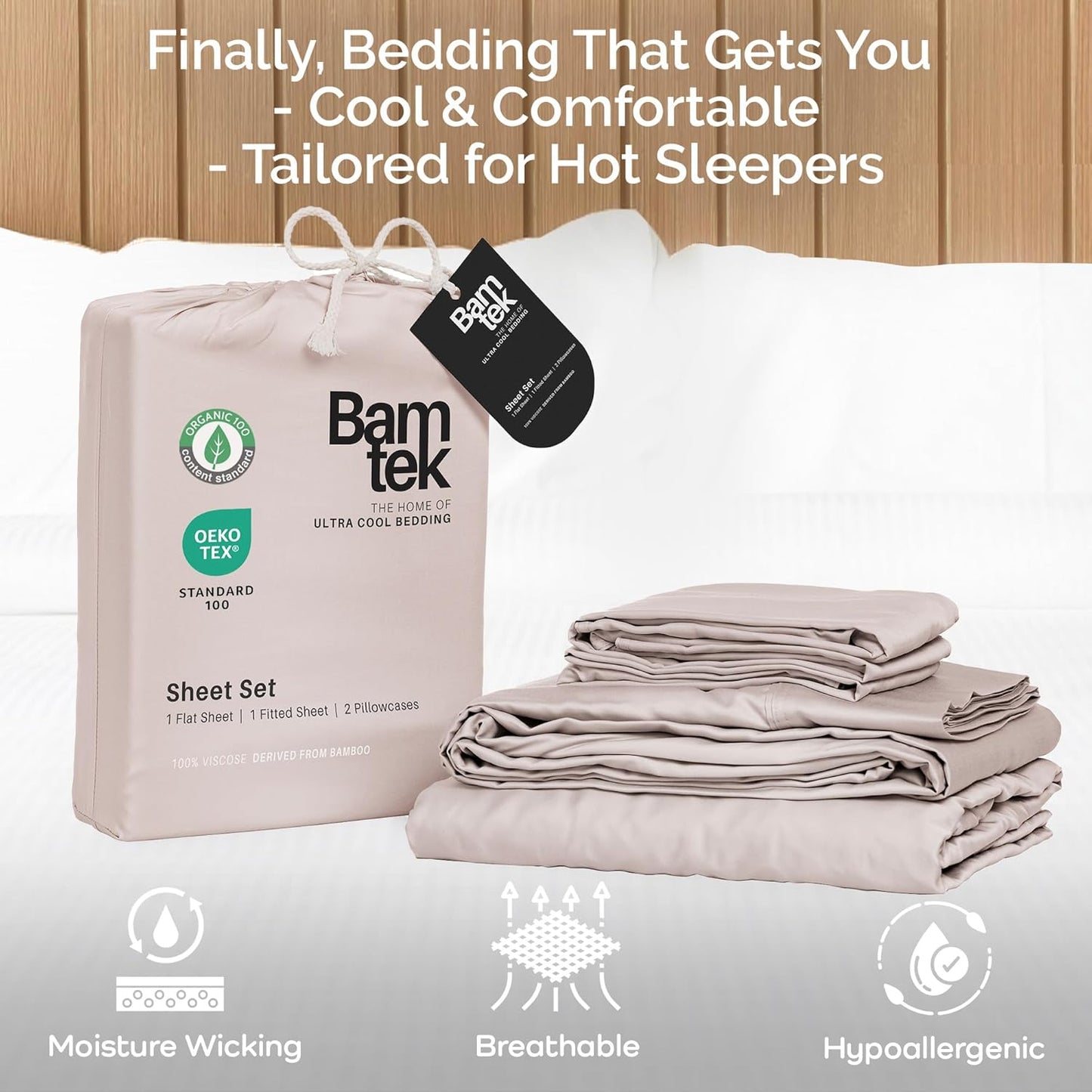 100% Viscose from Bamboo Sheets California King Size, Super Soft Bedding Set, 4PC Cooling Sheets for Hot Sleepers, Vegan Silk Moisture Wicking, Organically Grown Bedsheet, Blush - 72" x 84"