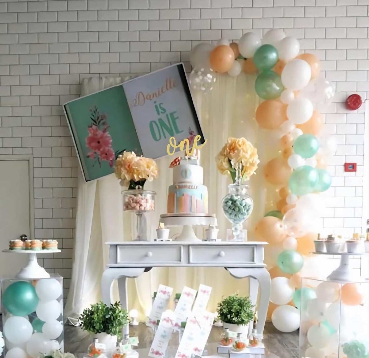 First Birthday Cake Topper - Gold Glitter One Cake Decorating Supplies for Girls and Boys, Perfect for Baby Shower/Gender Revealing Party/Baby Party Photo Booth Props