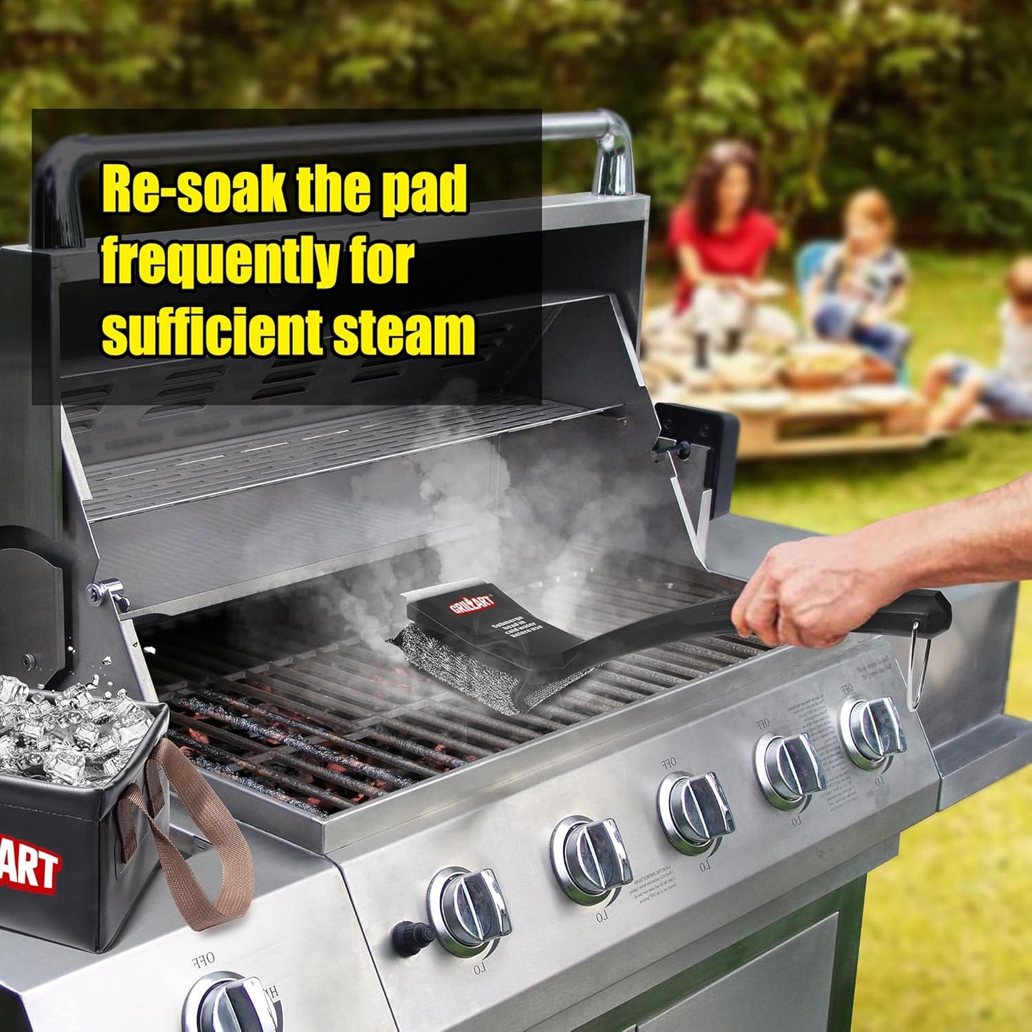 GRILLART SteamWizards Grill Brush Bristle Free, Safe BBQ Grill Brush for Outdoor Grill, Flat Top Grill Cleaner with Replaceable Head, Suitable for All Grates, Griddle Accessories, Dishwasher Safe