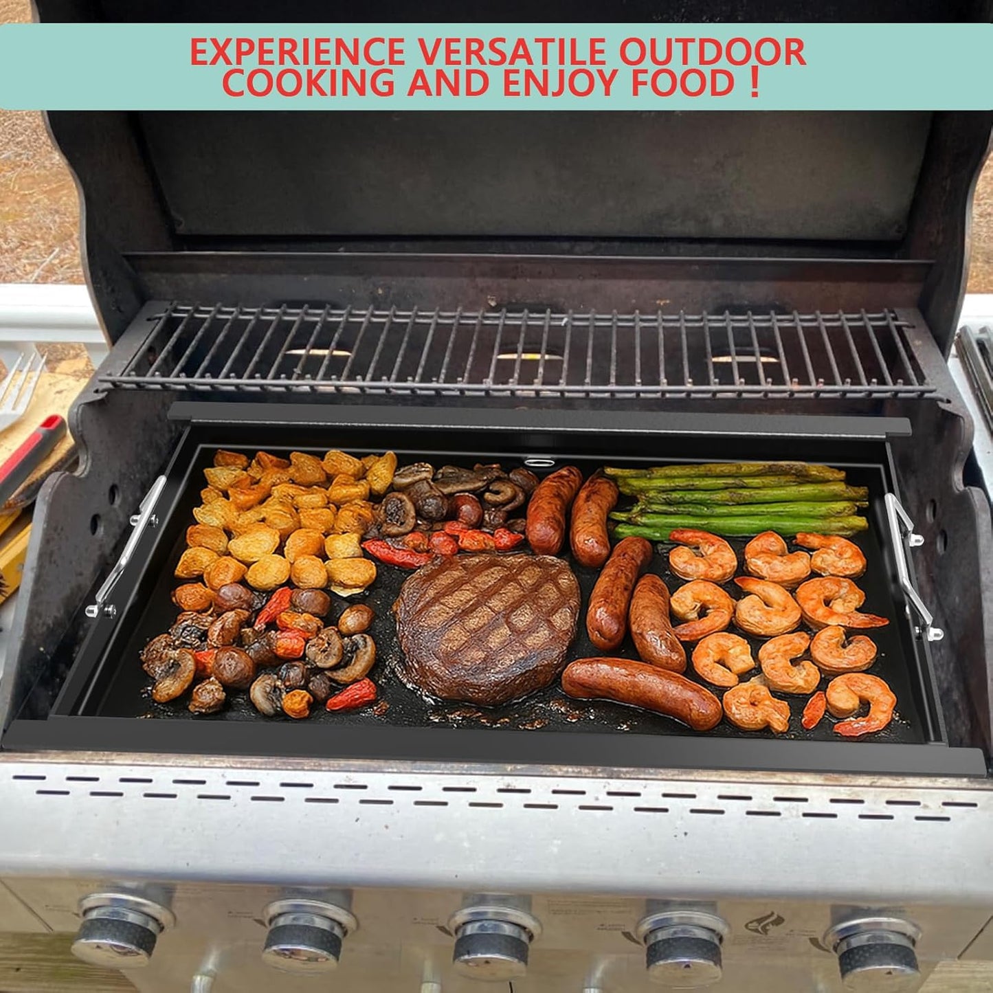 Griddle Insert for Nexgrill Replacement Parts 4 Burner 720-0783W 720-0830H 720-0830X 720-0888S, Carbon Steel Flat Top Griddle Plate for Nexgrill 5 Burner 720-0888 720-0888N, Charbroil 463344015 Grill