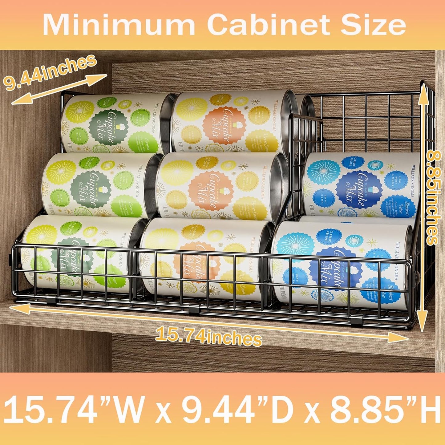 Stackable Can Organizer for Pantry,2 Tier Soda Can Organizer with 4 Adjustable Dividers Holds 42 Cans,Can Storage Rack Holder for Canned Goods,Can Dispenser for Refrigerator,Fridge,Countertop,2 Pack