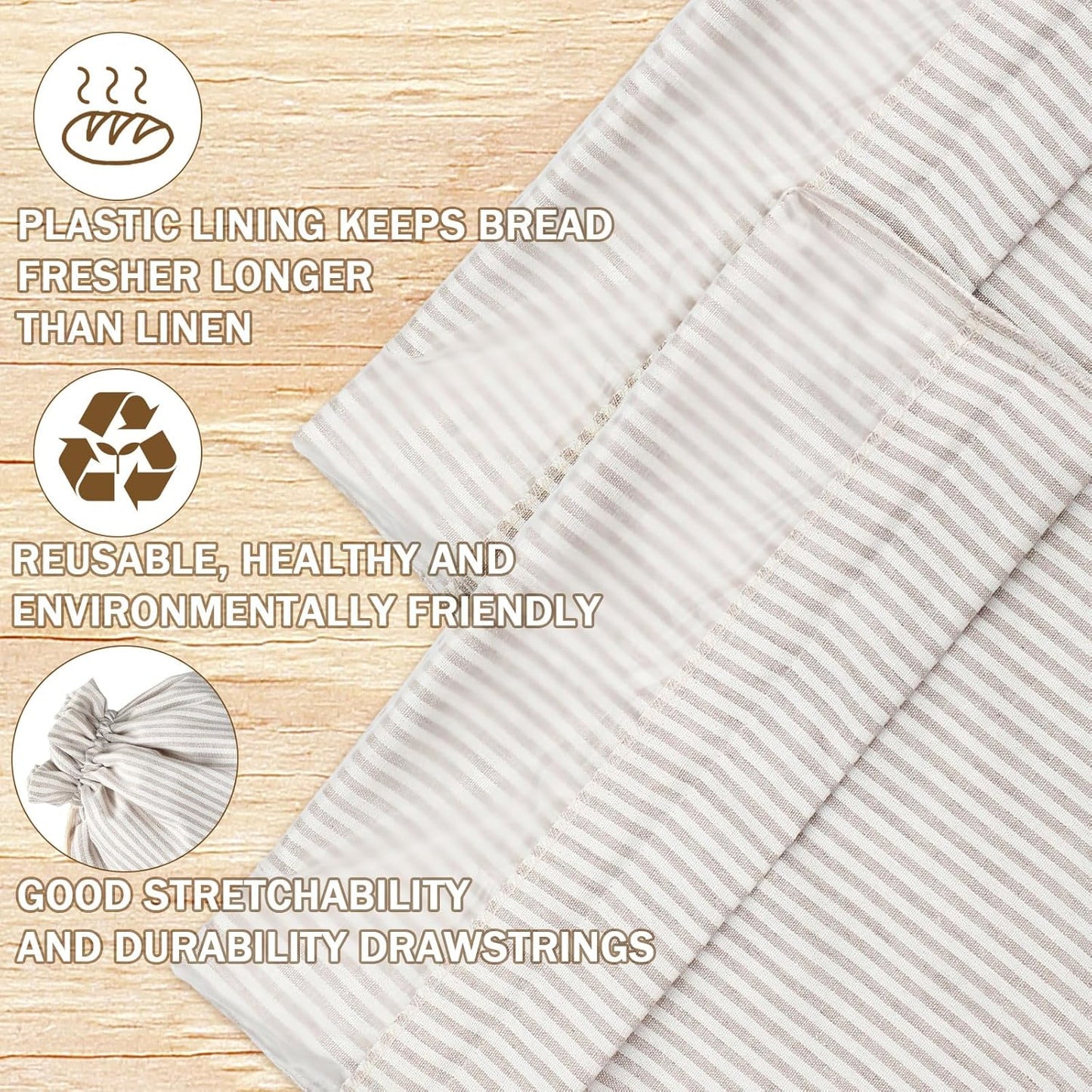 2 Pcs Lined Bread Bags for Homemade Sourdough Bread Reusable Storage Bag with Plastic 13 * 17 Inch Lined Saver Container Bag Cotton Homemade Bags(Retro Style)