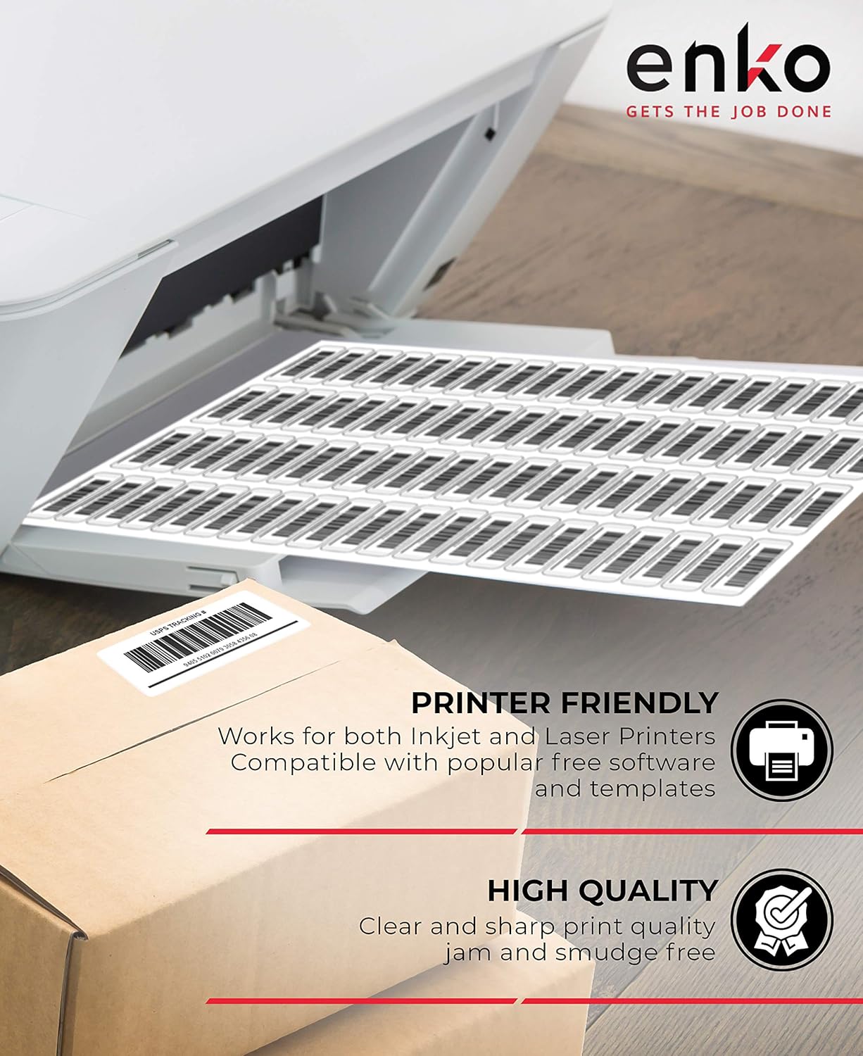 enKo 2 x 4 Inch Label - White Blank - 10 Up Address Mailing Labels for Laser Inkjet Printer (100 Sheets, 1000 Labels)