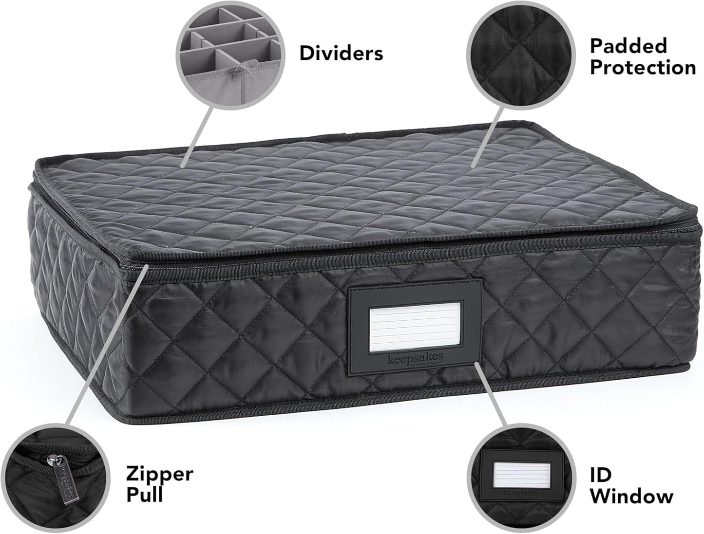 Covermates Flatware Storage - Washable and Stain Resistant, ID Window, Kitchen Storage, Black