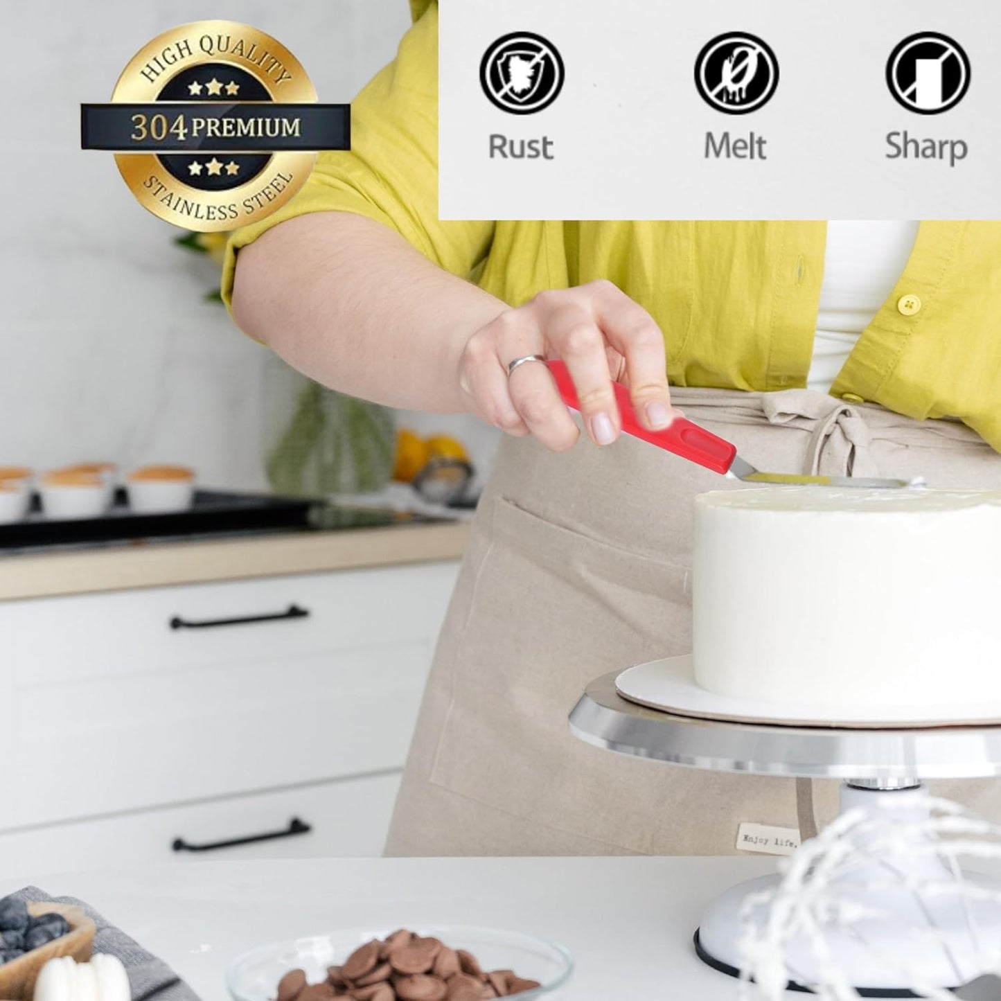 Cake Offset Spatula set of 4 6 8 inch Angled Icing Spatula Cake Decorating Frosting Knife, Red