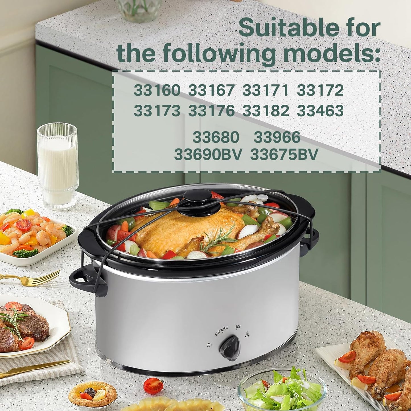 Black Lid Latch Strap Rubber Band Fit for Hamilton Beach Crock Pot Slow Cooker 6, 7, and 8 quart models, including 33167, 33172, and 33176（2PC）