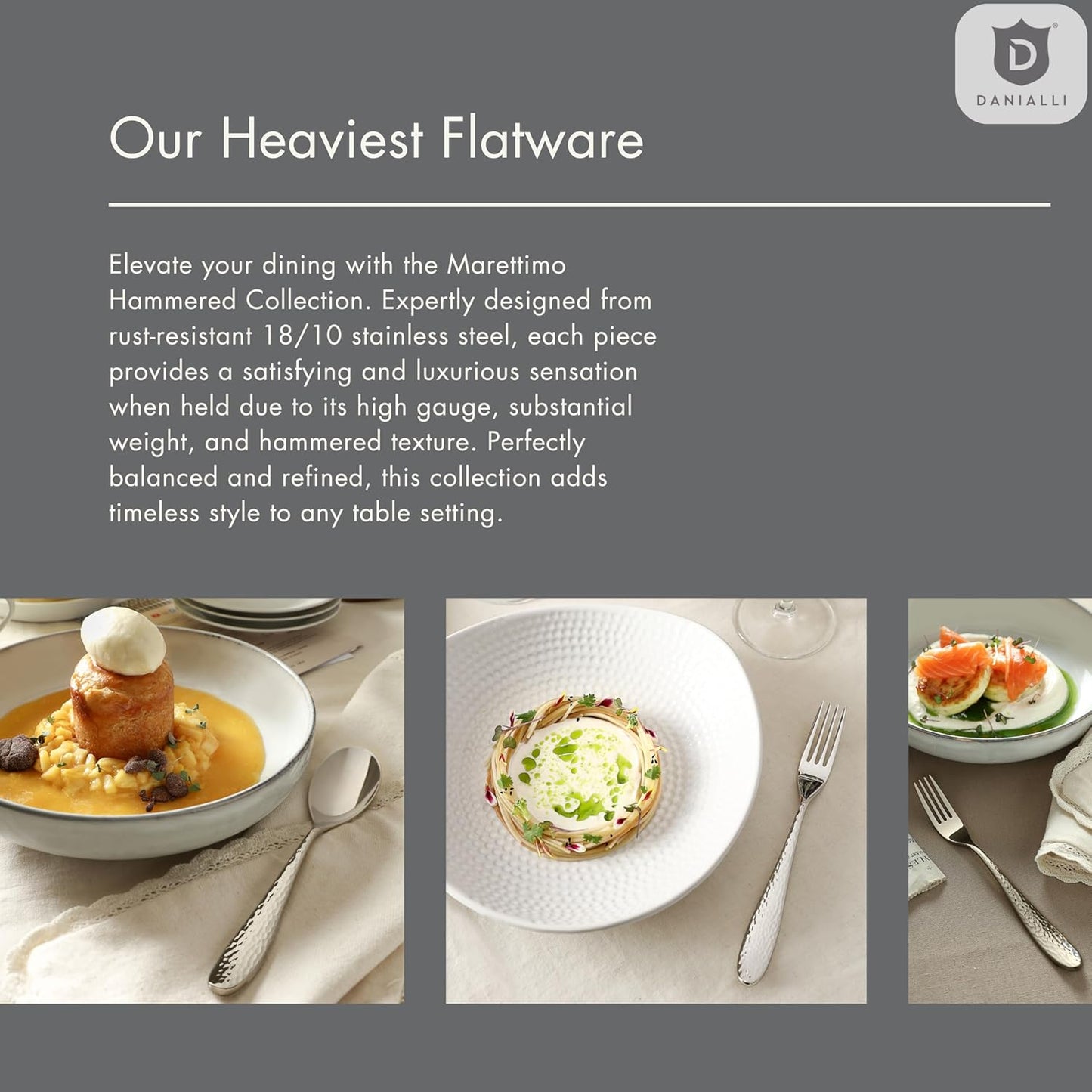 Hammered Silverware Set | Premium 18/10 Stainless Steel Flatware Service for 6 | Heavy-Duty & Dishwasher Safe | Built to Last (30-Piece, Marettimo Hammered)