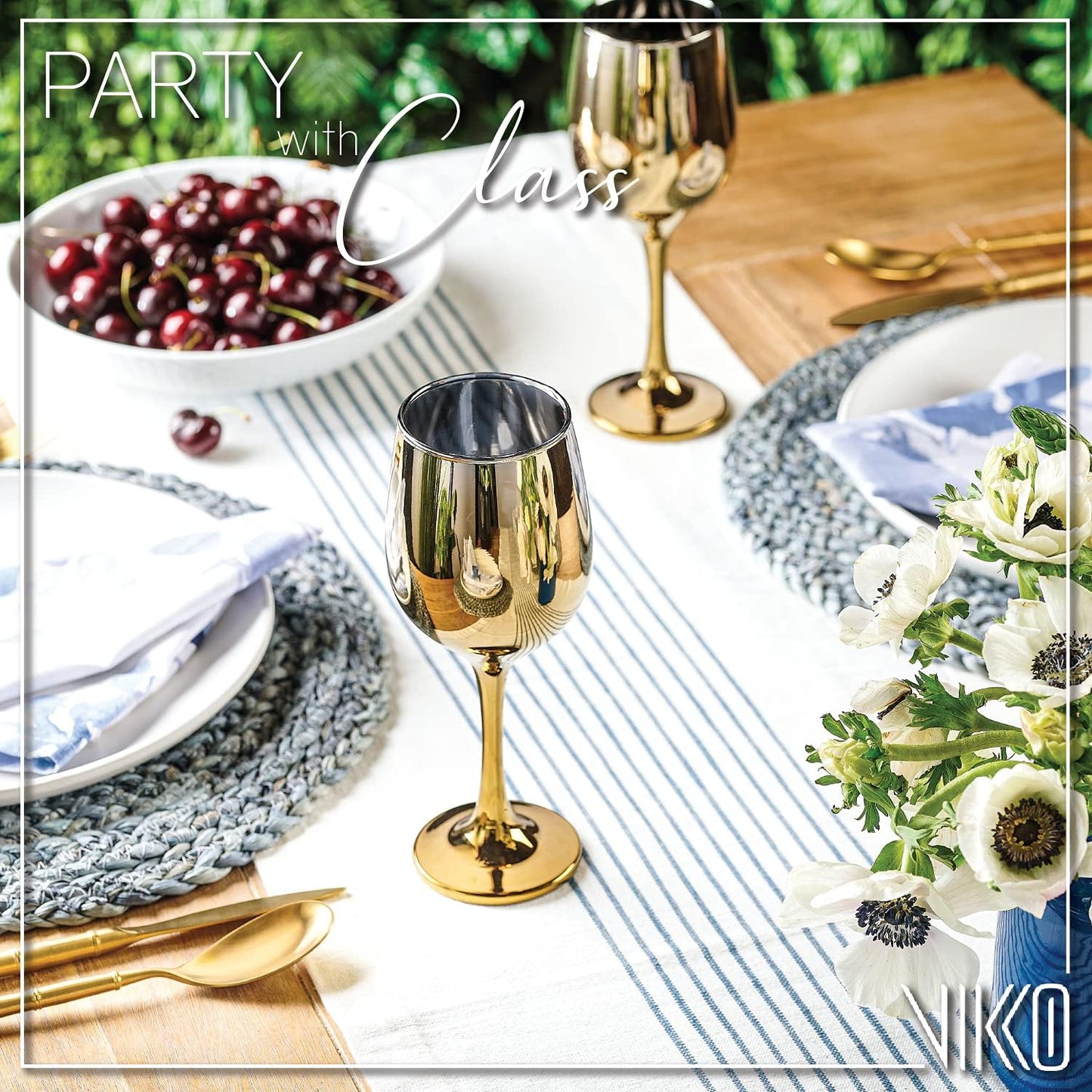 Vikko Décor Wine Glasses, 14 Oz Fancy Wine Glass With Stem For Red And White Wine, Thick And Durable Wine Glass, Dishwasher Safe, Great For Wine Tasting, Set Of 12